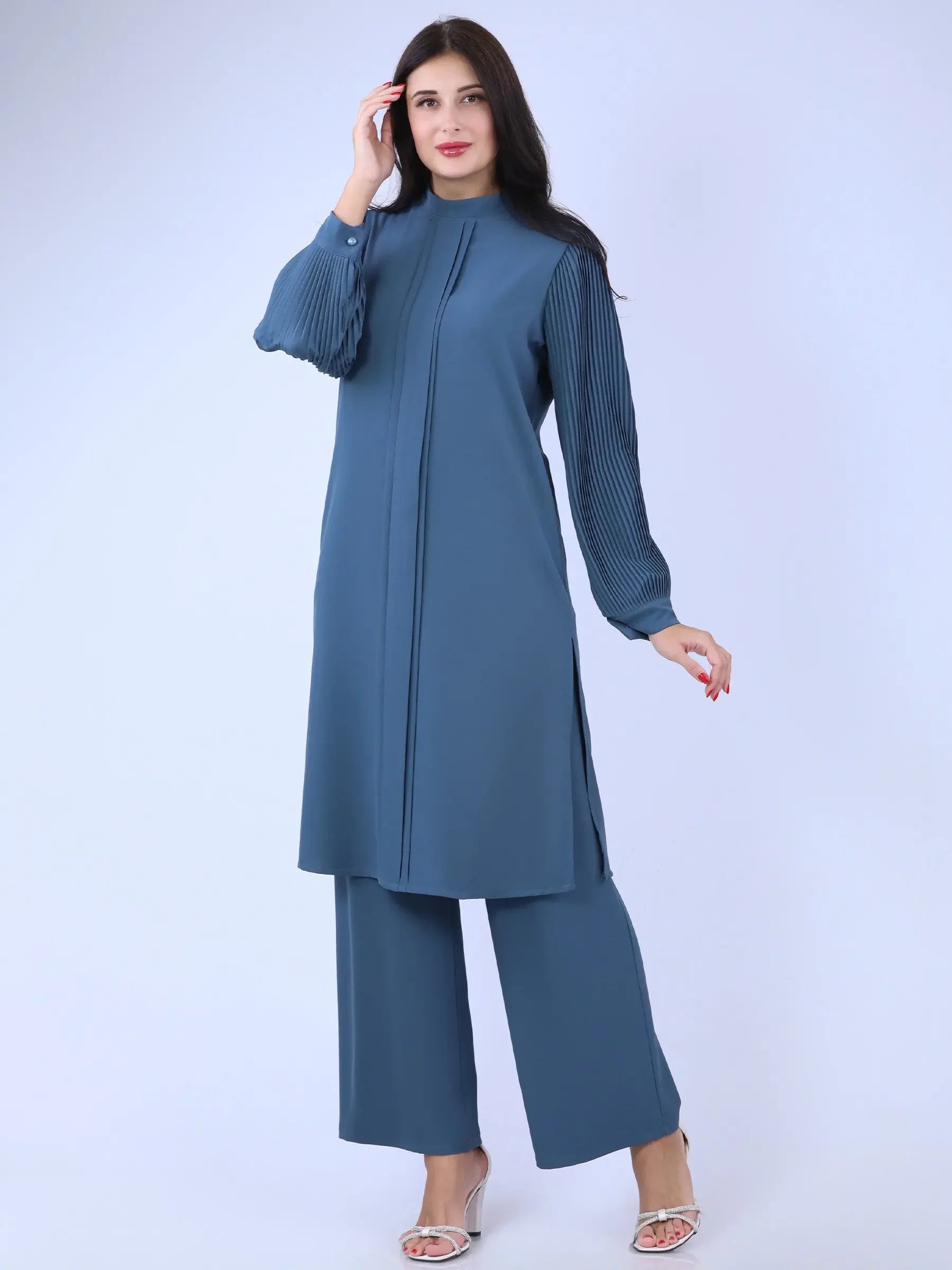 Unique Drop Shirt & Wide Leg Pant Set: Stylish Comfort and Sophistication Palestinian Elegance