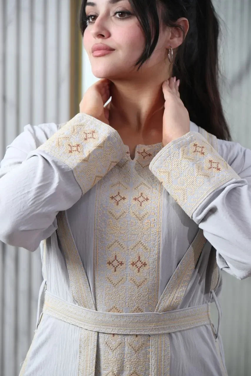 Simple Embroidery 2Pc Abaya: Elegance and Versatility in Modest Fashion Palestinian Elegance