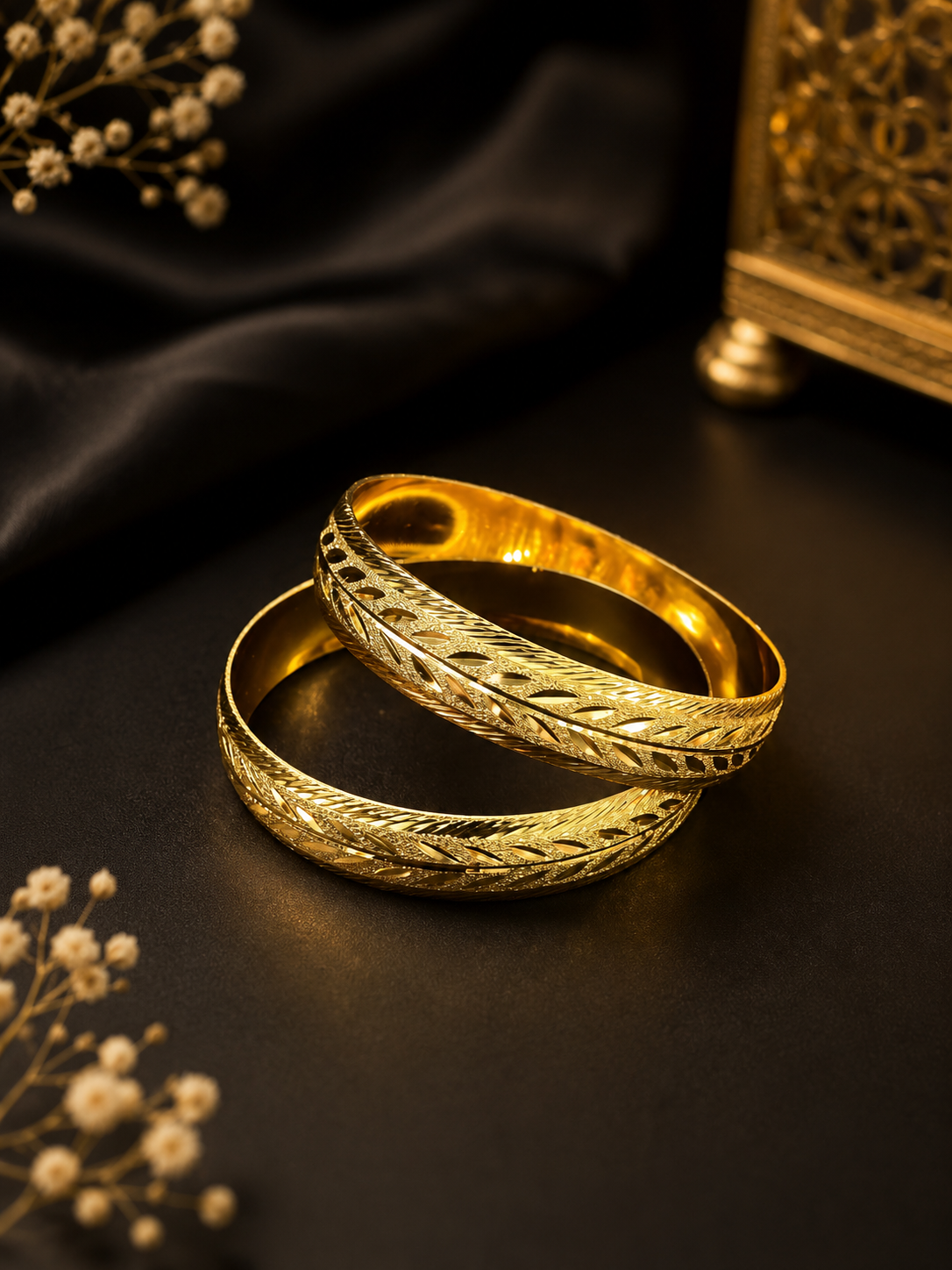 Unique Leaf Bangles Set – 2 Pieces