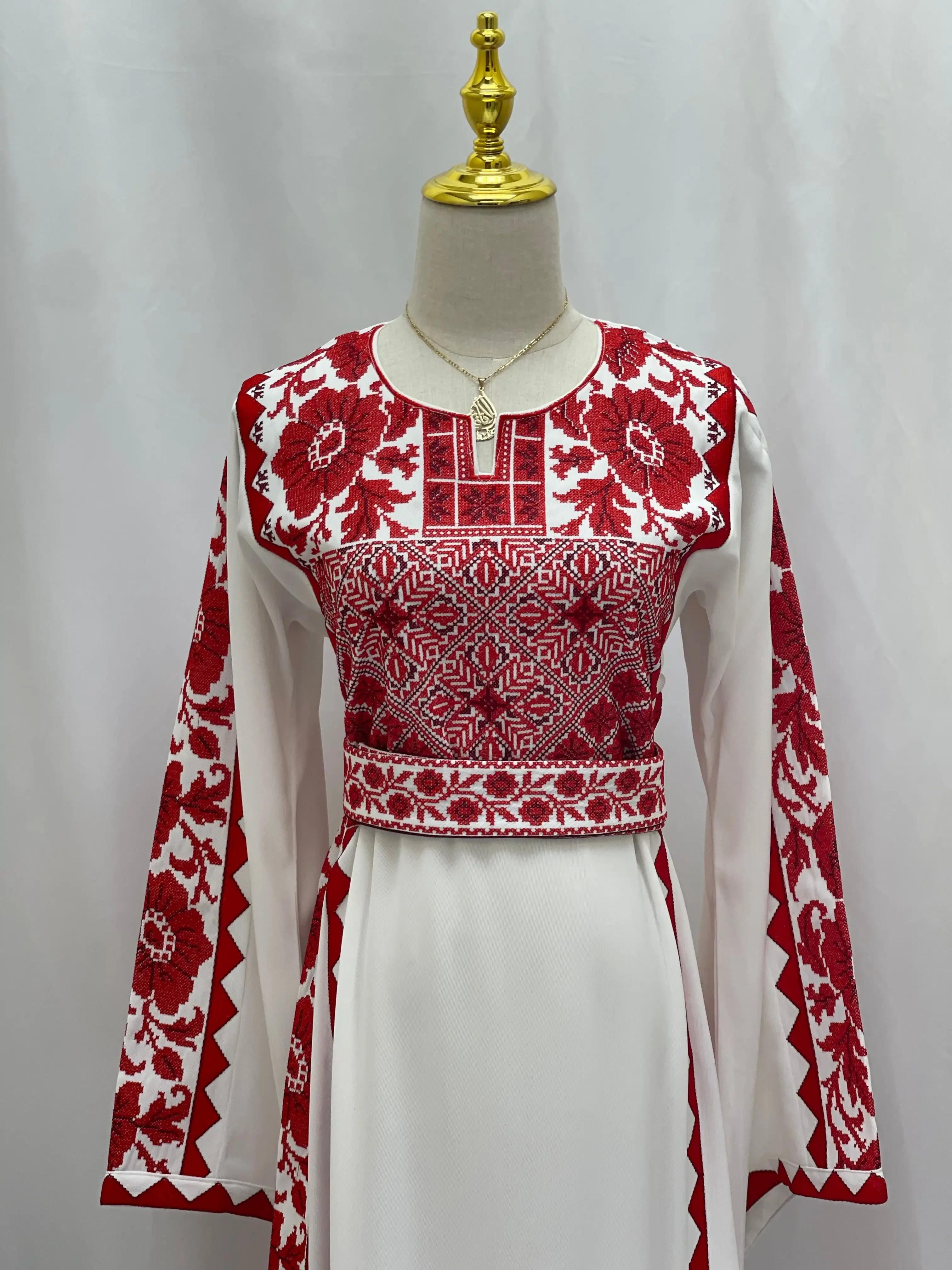 Embroidered Flowers Unique Thoub Palestinian Elegance