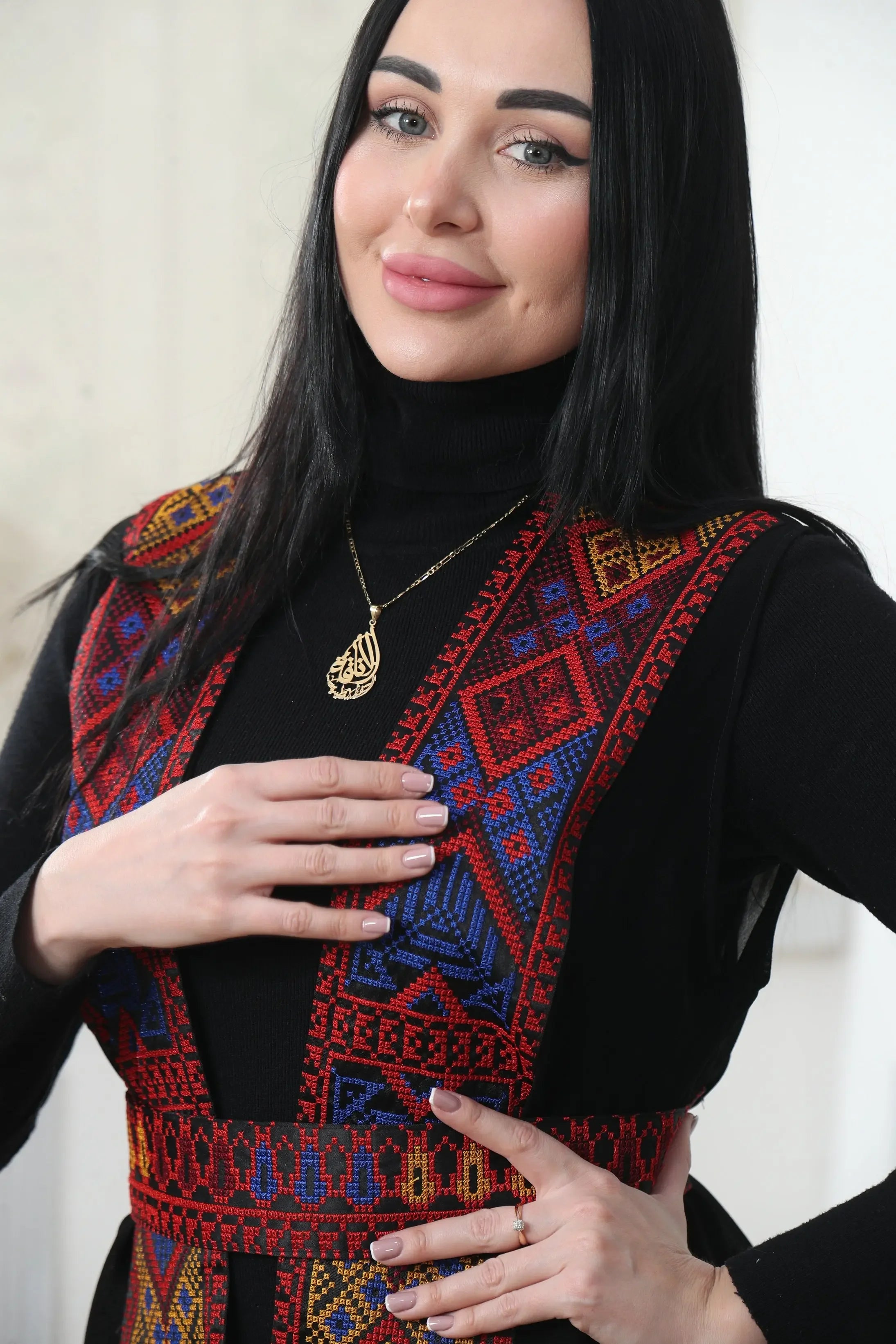 Chiffon Colorful Embroidered Vest - Vibrant & Stylish Layer Palestinian Elegance