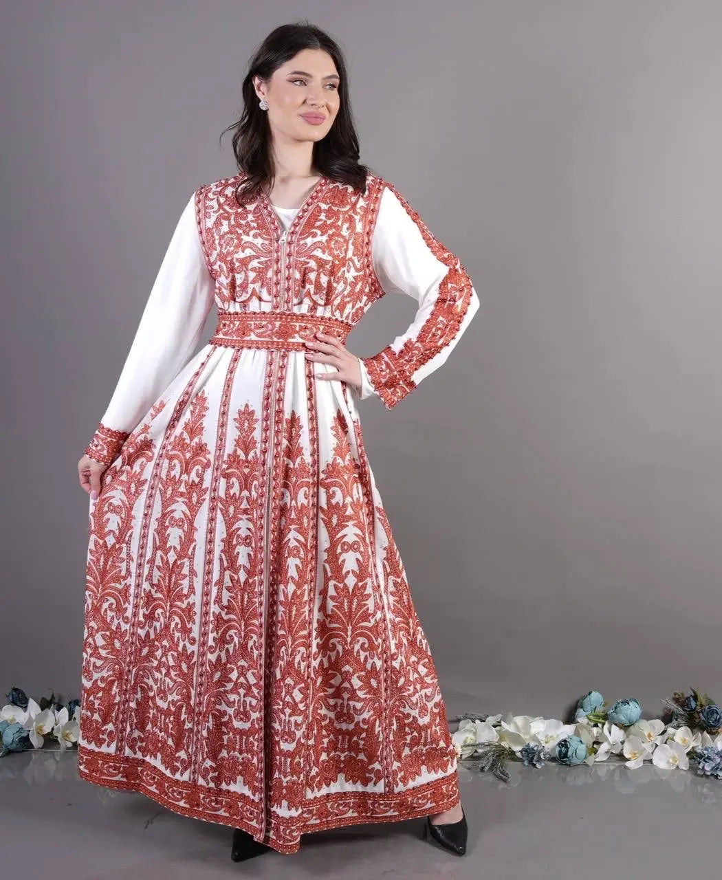 Luxurious Pearl Kaftan: Timeless Elegance and Sophisticated Comfort Palestinian Elegance