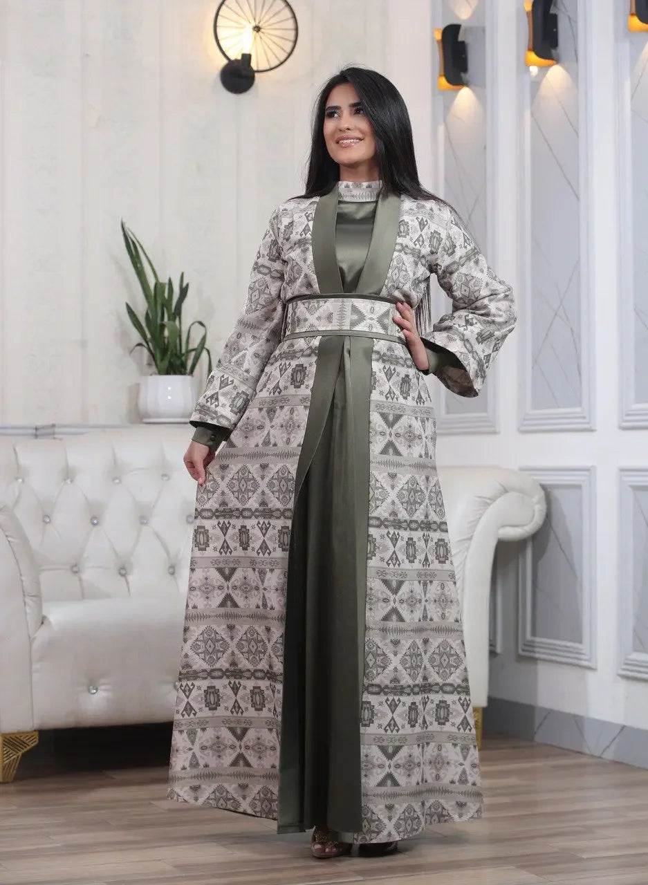 Satin Silk Kaftan: Luxurious Comfort and Elegant Style Palestinian Elegance