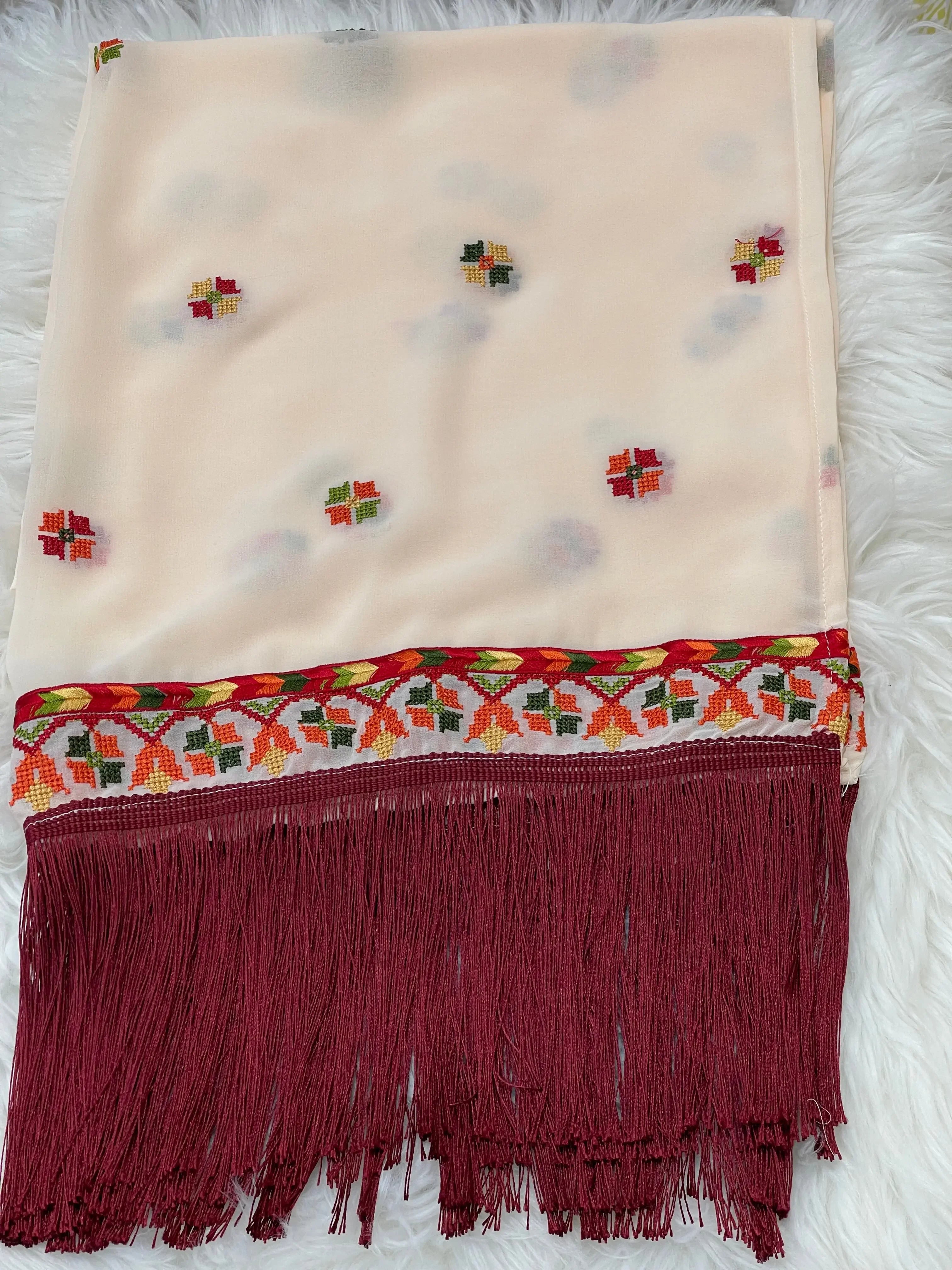 Embroidery Khirka with Tassel: Elegant Design and Versatile Style Palestinian Elegance