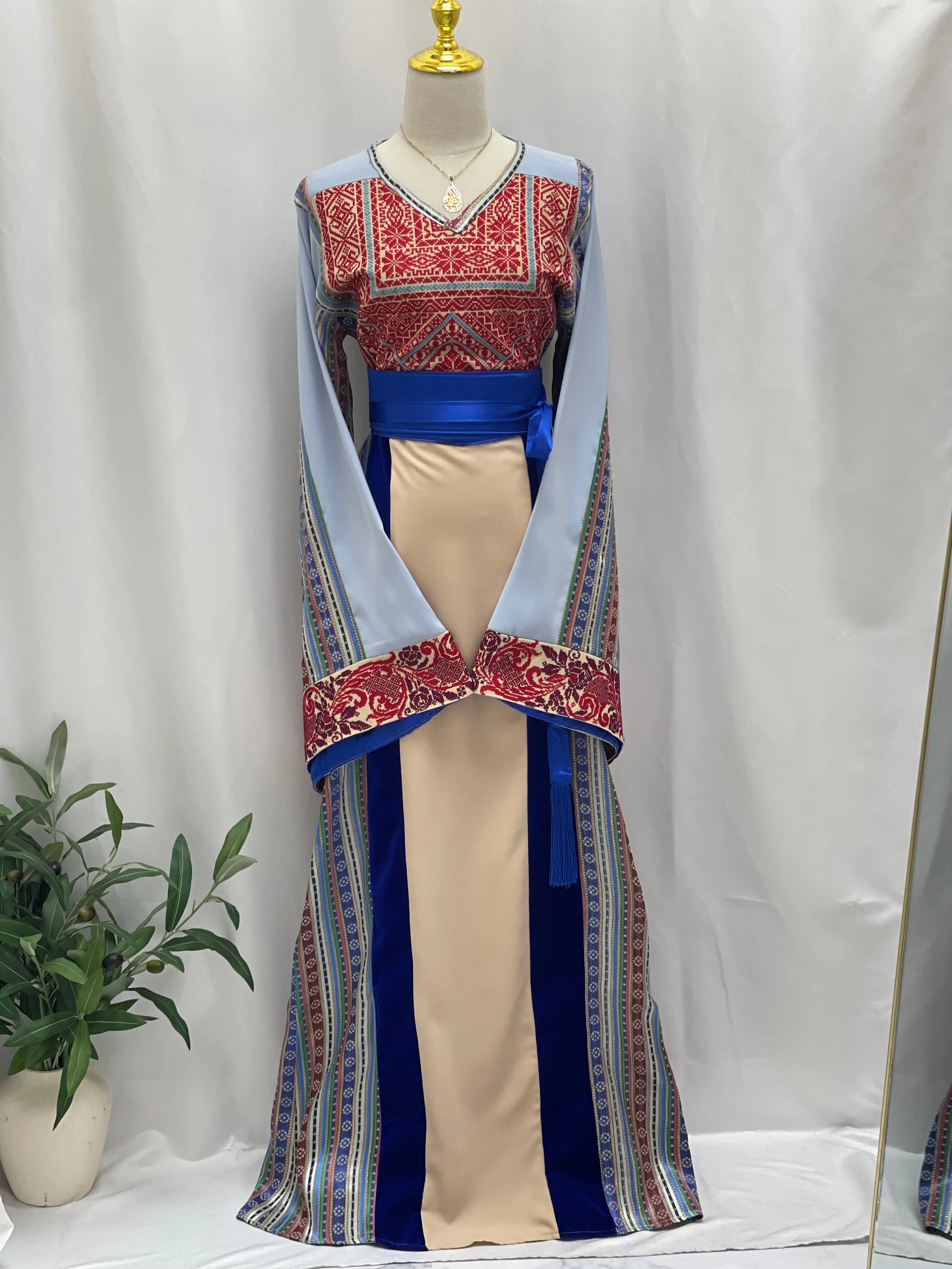 Elegant Embroidered 3 Types of Fabric Palestinian Elegance