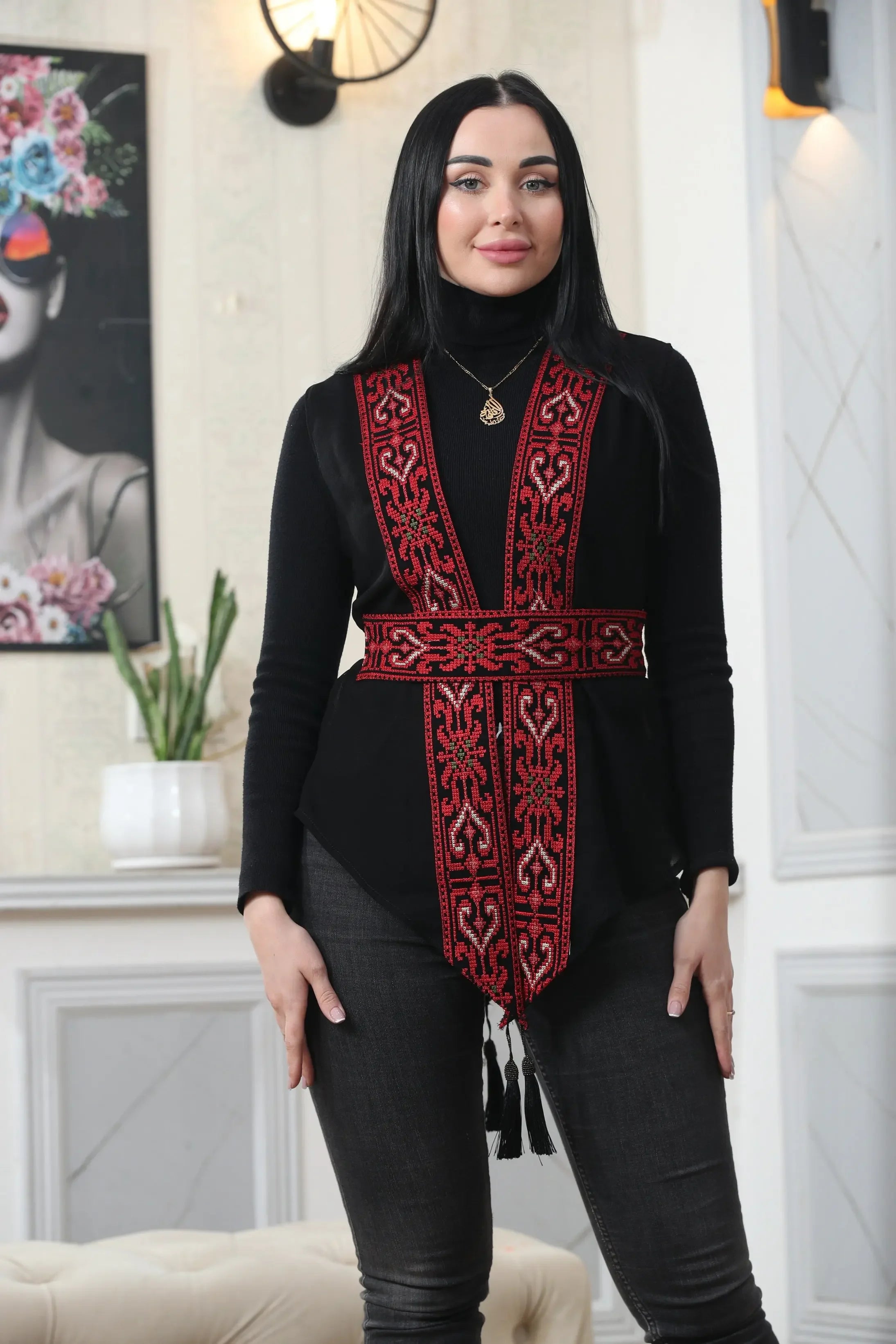 Chiffon Colorful Embroidered Vest - Vibrant & Stylish Layer Palestinian Elegance