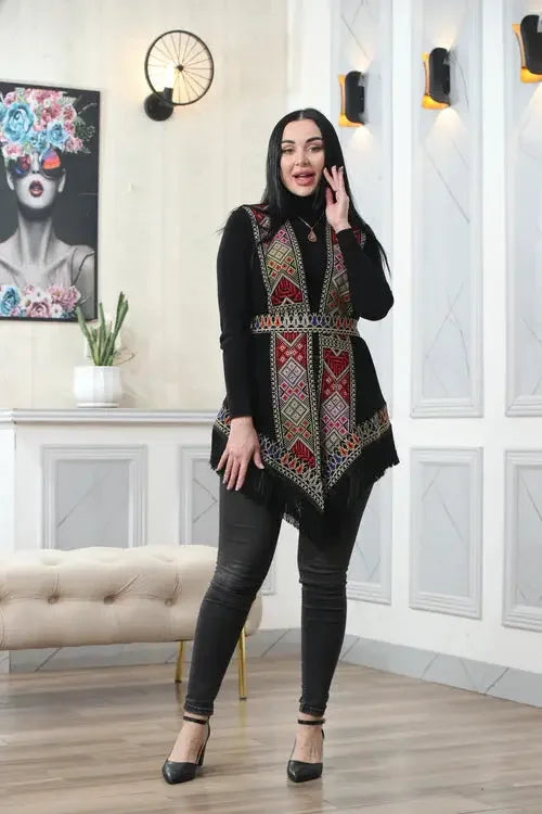 Craftsmanship at Its Finest: Intricate Embroidery Vest Palestinian Elegance