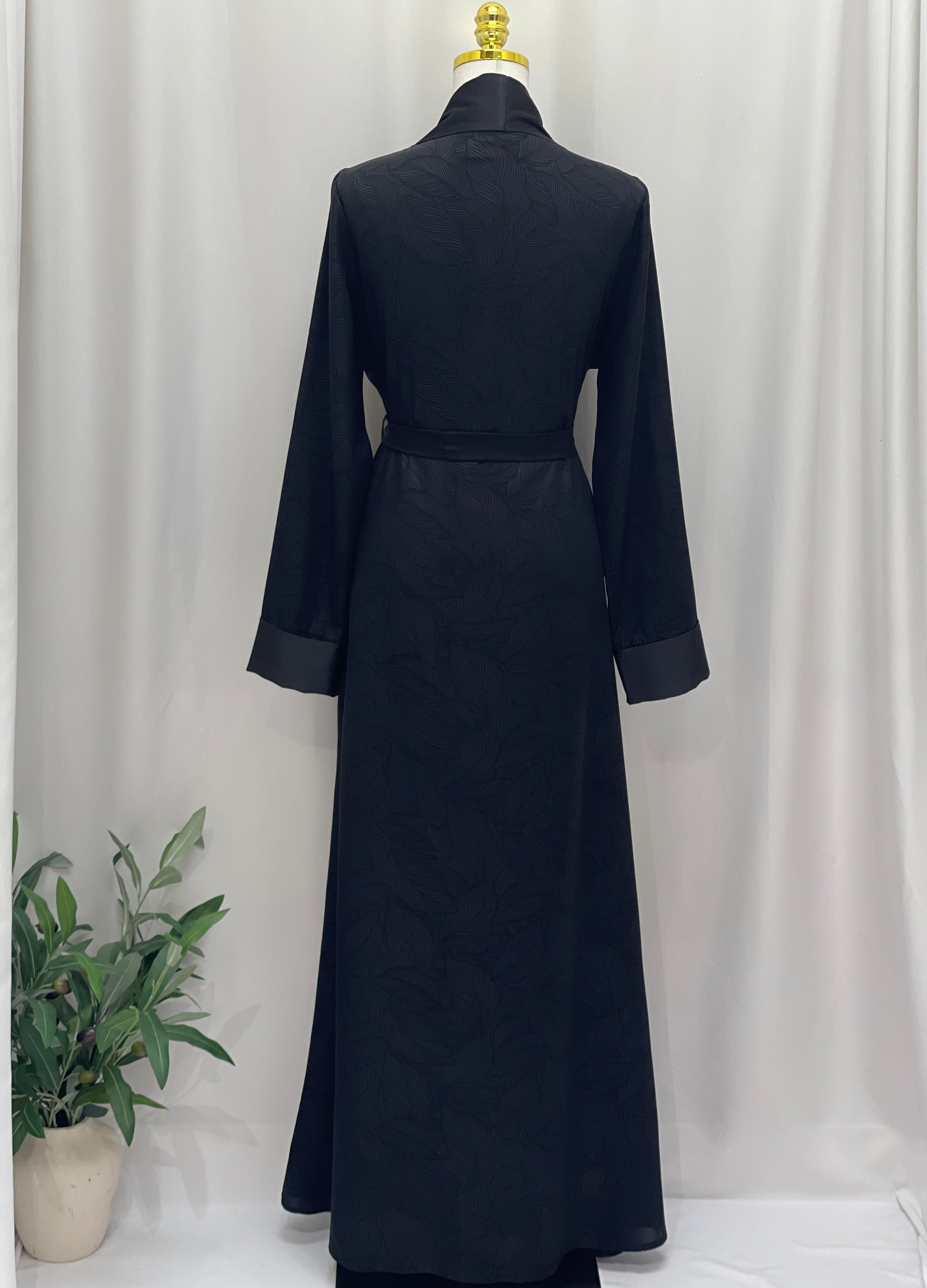 Floral Wave Satin Set Abaya