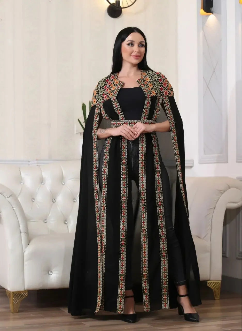 Multi-Color Embroidered Star Bisht – Elegant and Stylish Wardrobe Essential Palestinian Elegance