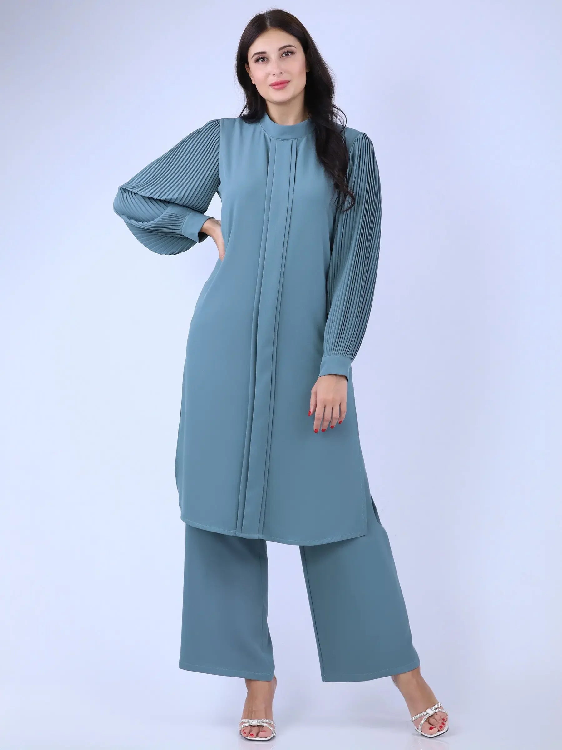 Unique Drop Shirt & Wide Leg Pant Set: Stylish Comfort and Sophistication Palestinian Elegance
