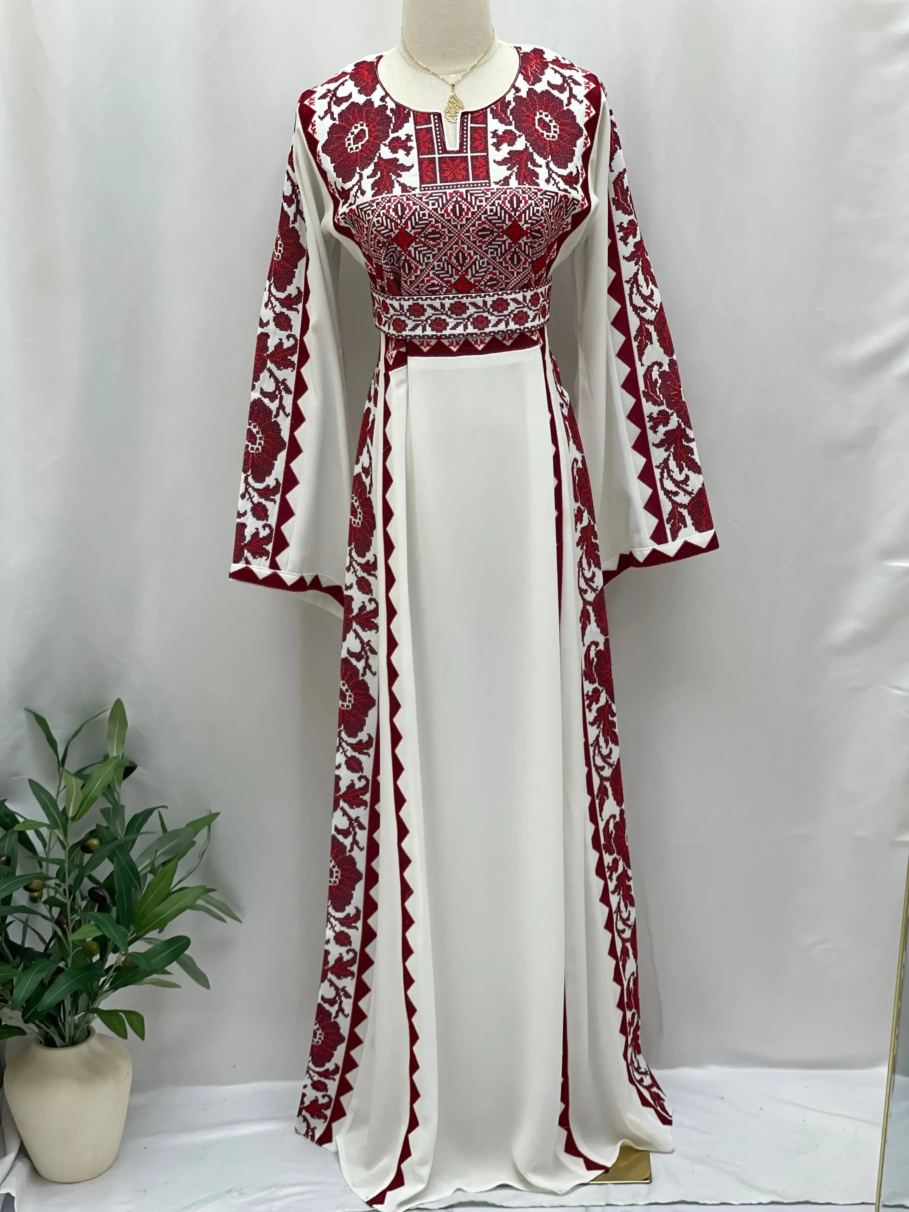 Embroidered Flowers Unique Thoub Palestinian Elegance