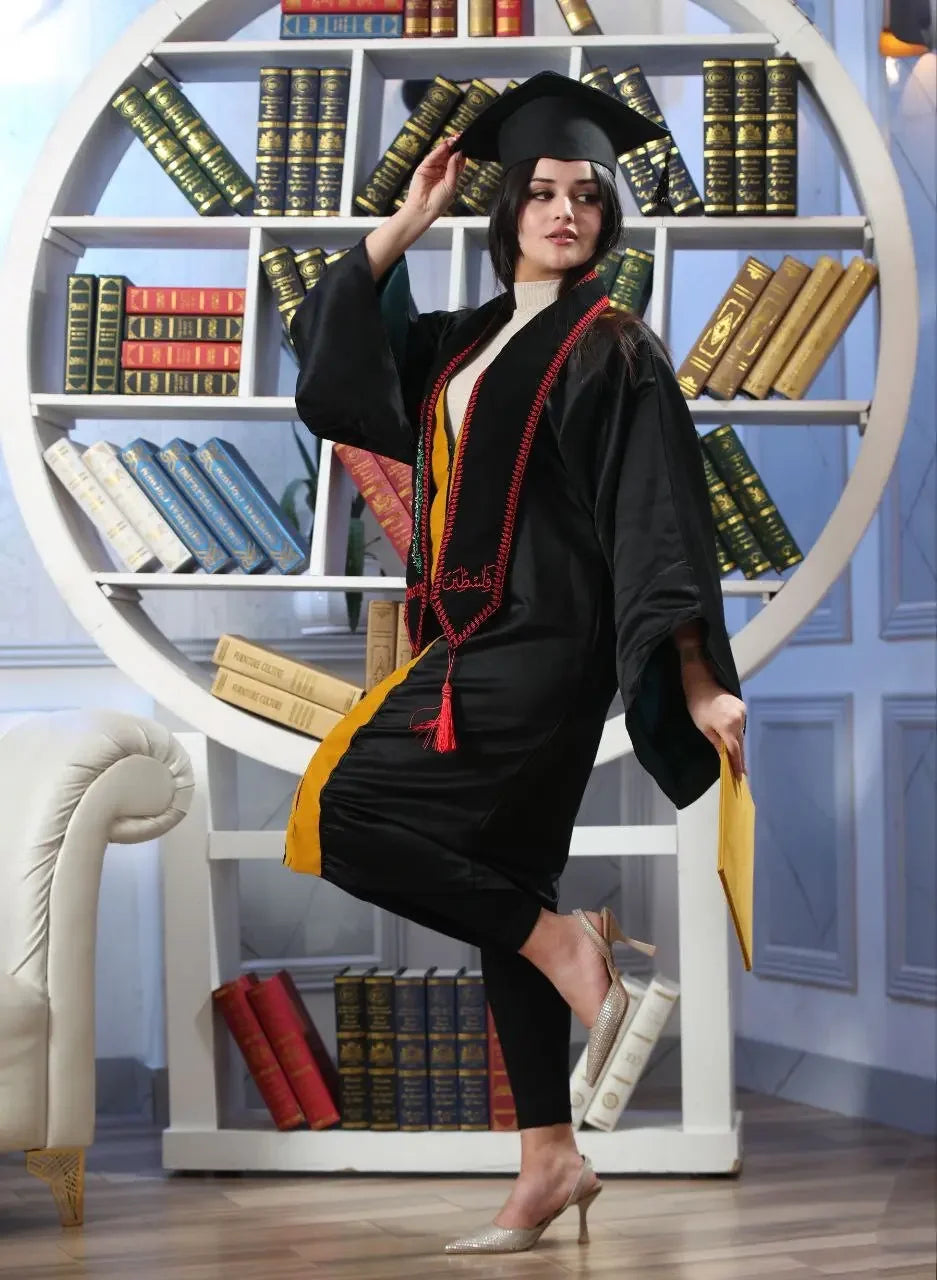 Embroidered Stole with Palestine Map & Arabic Script – Celebrate Cultural Heritage Palestinian Elegance