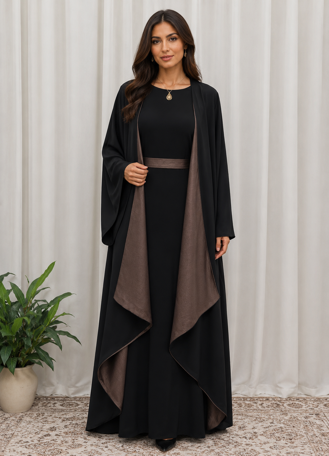 Reversible Satin-Crepe Abaya