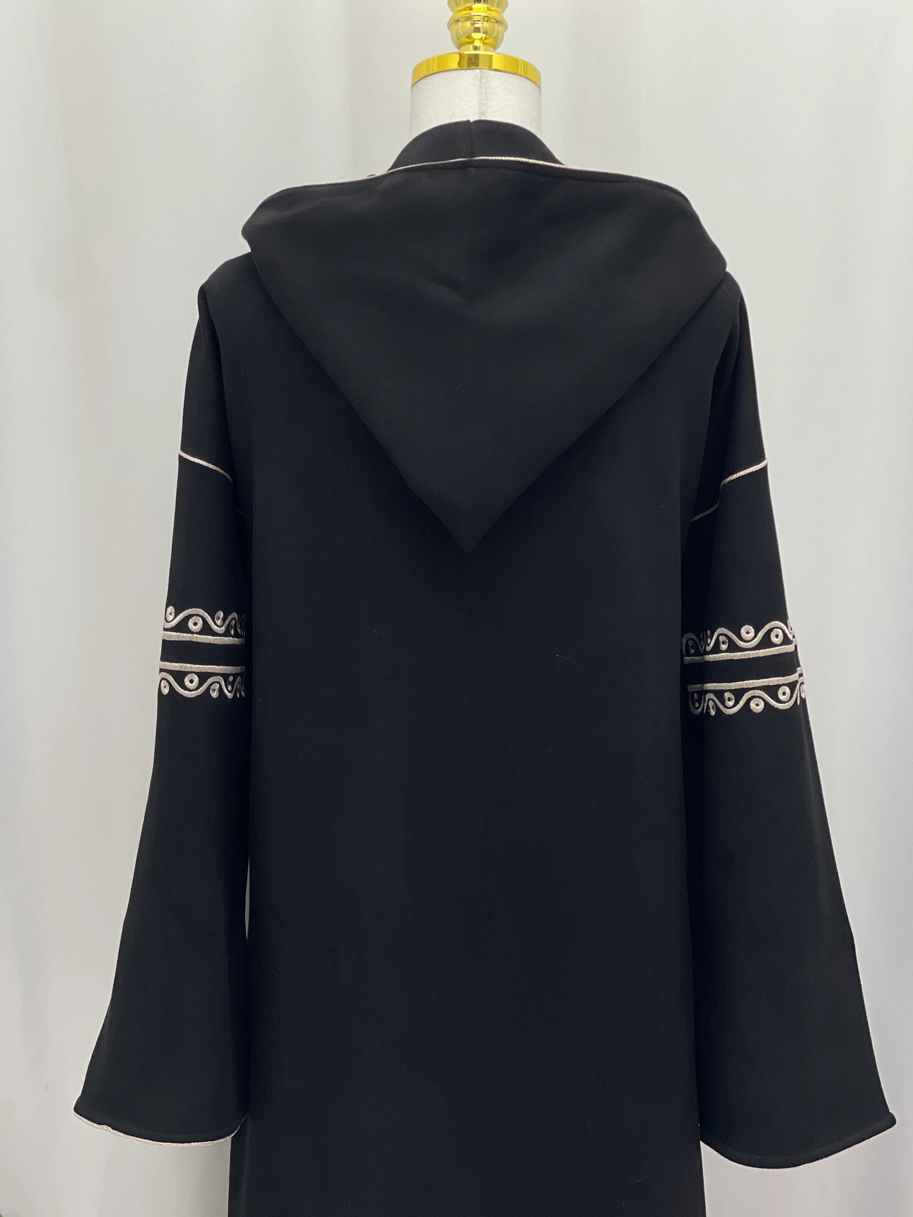Heritage Suede Embroidered Hooded Abaya