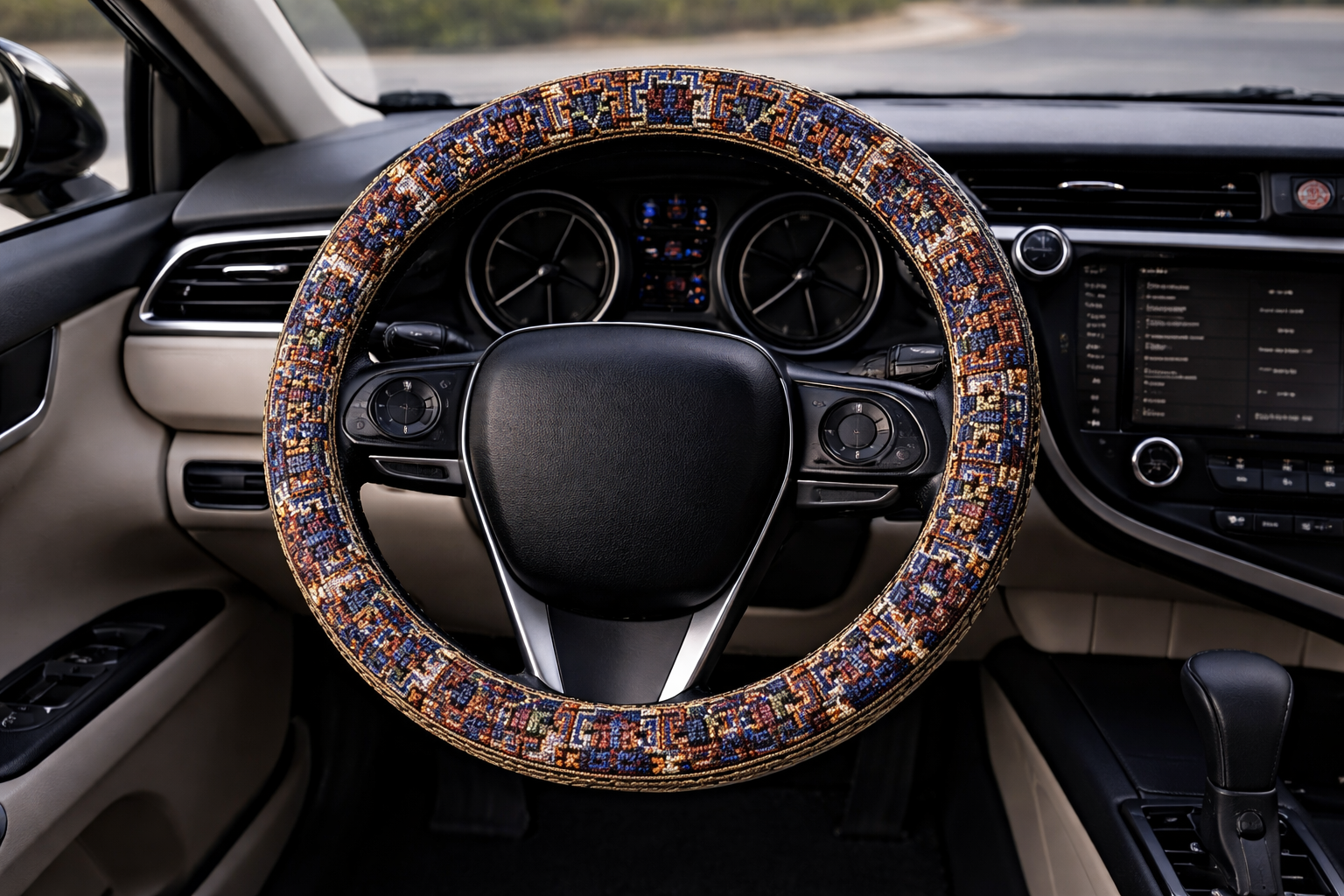Reversible Beaded Steering Wheel Cover- Elegant Design