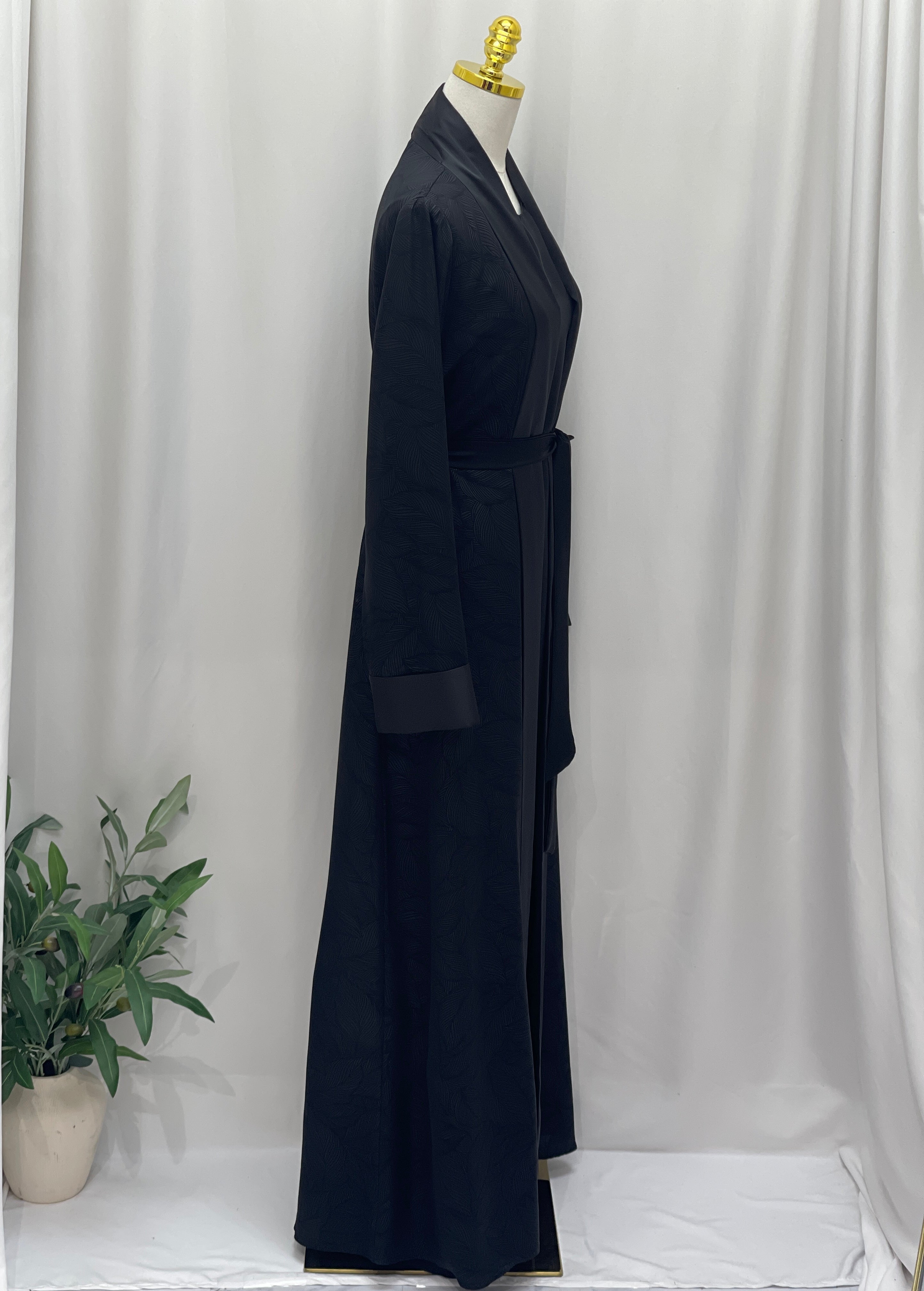 Floral Wave Satin Set Abaya