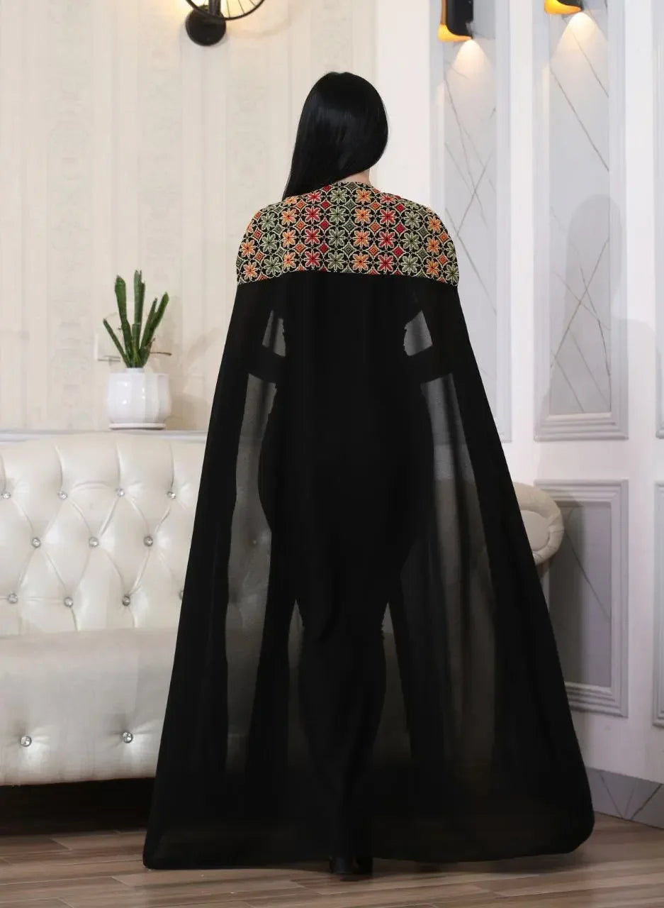 Multi-Color Embroidered Star Bisht – Elegant and Stylish Wardrobe Essential Palestinian Elegance
