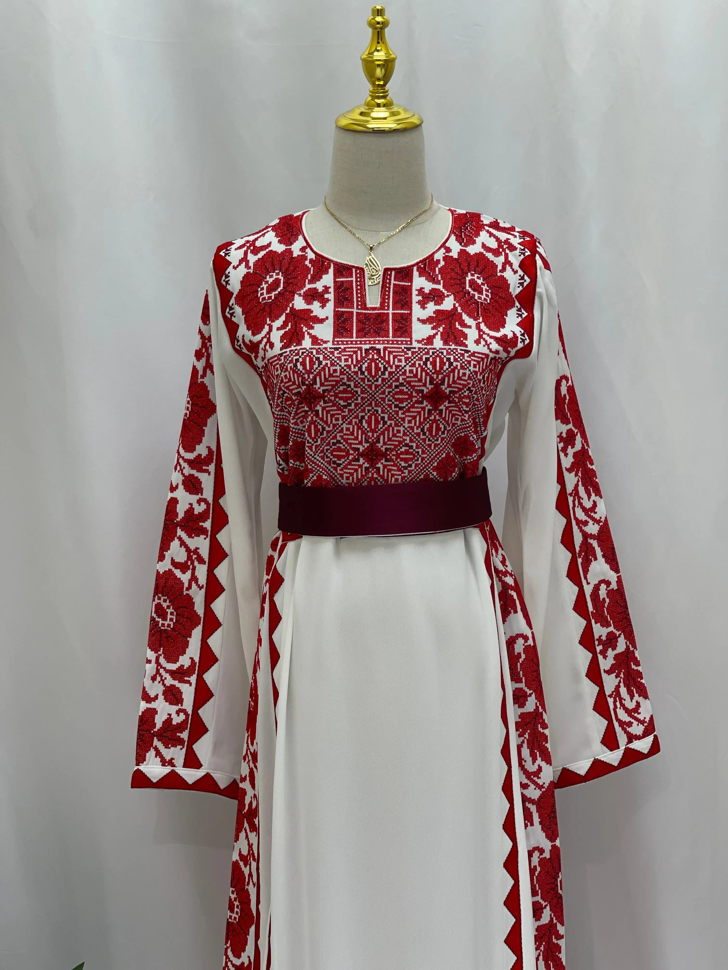 Embroidered Flowers Unique Thoub Palestinian Elegance