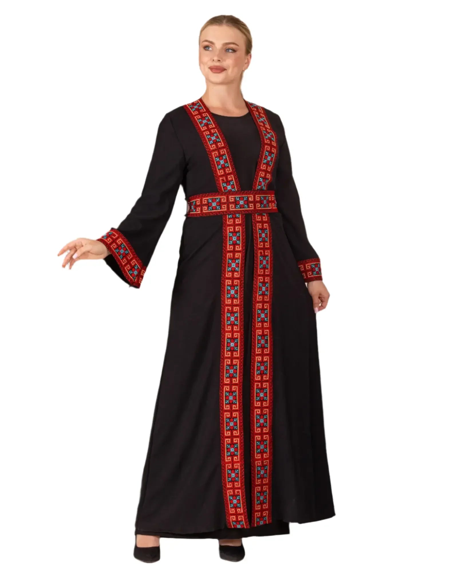 Embroidery Black-Red Cardigan: Timeless Elegance and Versatility Palestinian Elegance