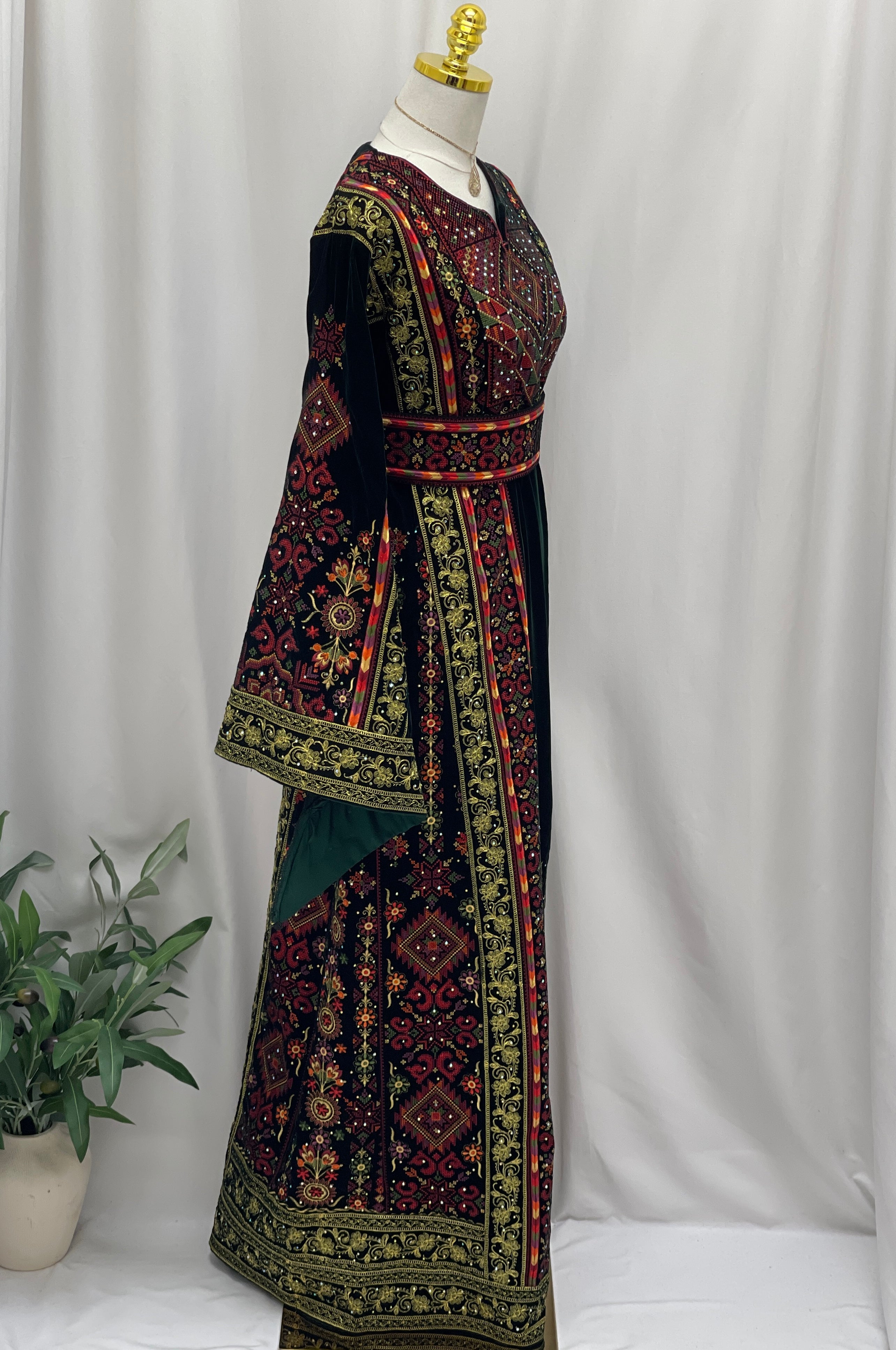 Al-Zaytoona EmbroideredVelvet Thobe - Palestinian Elegance
