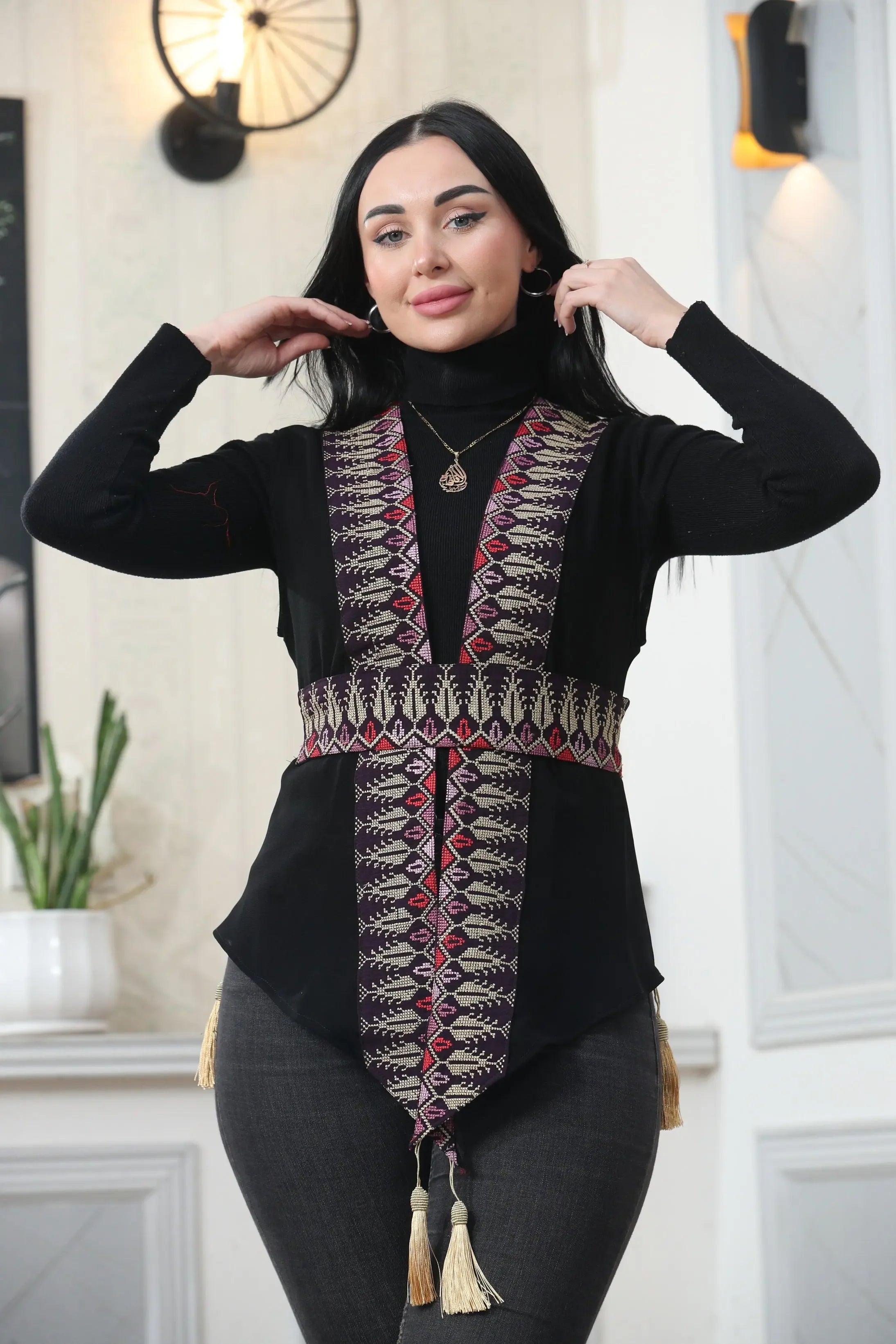Chiffon Colorful Embroidered Vest - Vibrant & Stylish Layer Palestinian Elegance