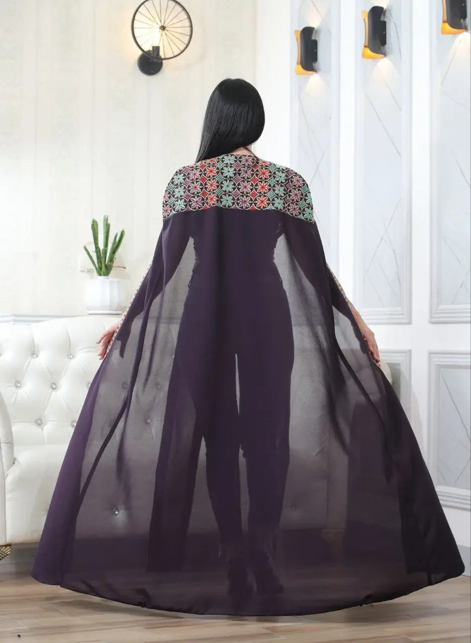 Multi-Color Embroidered Star Bisht – Elegant and Stylish Wardrobe Essential Palestinian Elegance