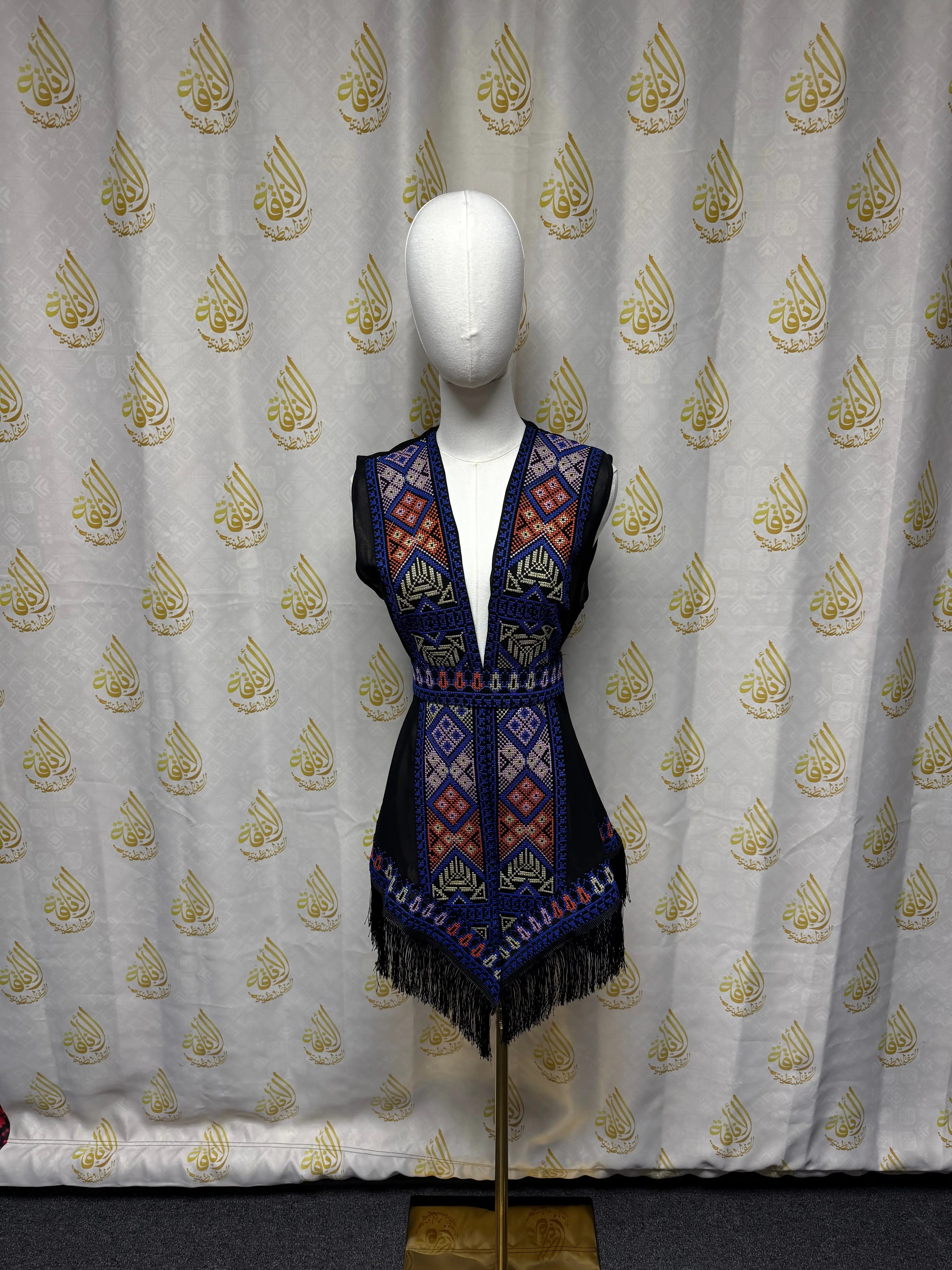 Embroidered Chiffon Vest Palestinian Elegance