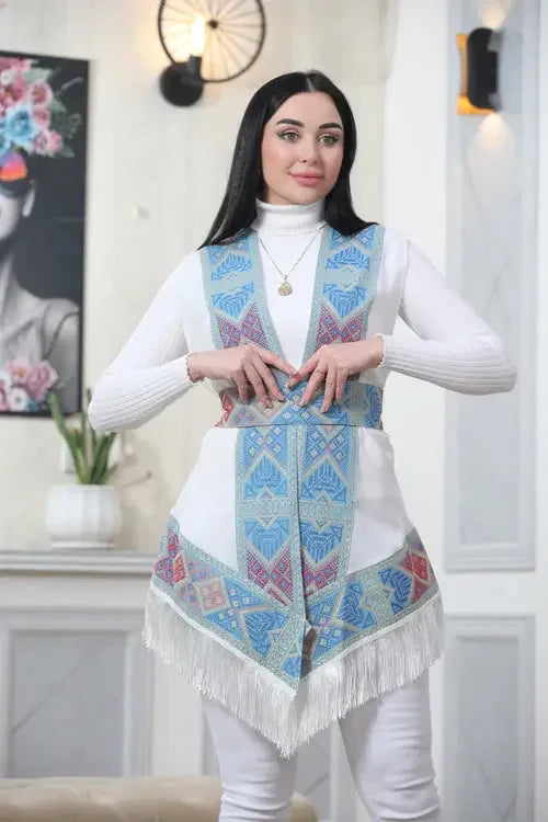 Craftsmanship at Its Finest: Intricate Embroidery Vest Palestinian Elegance