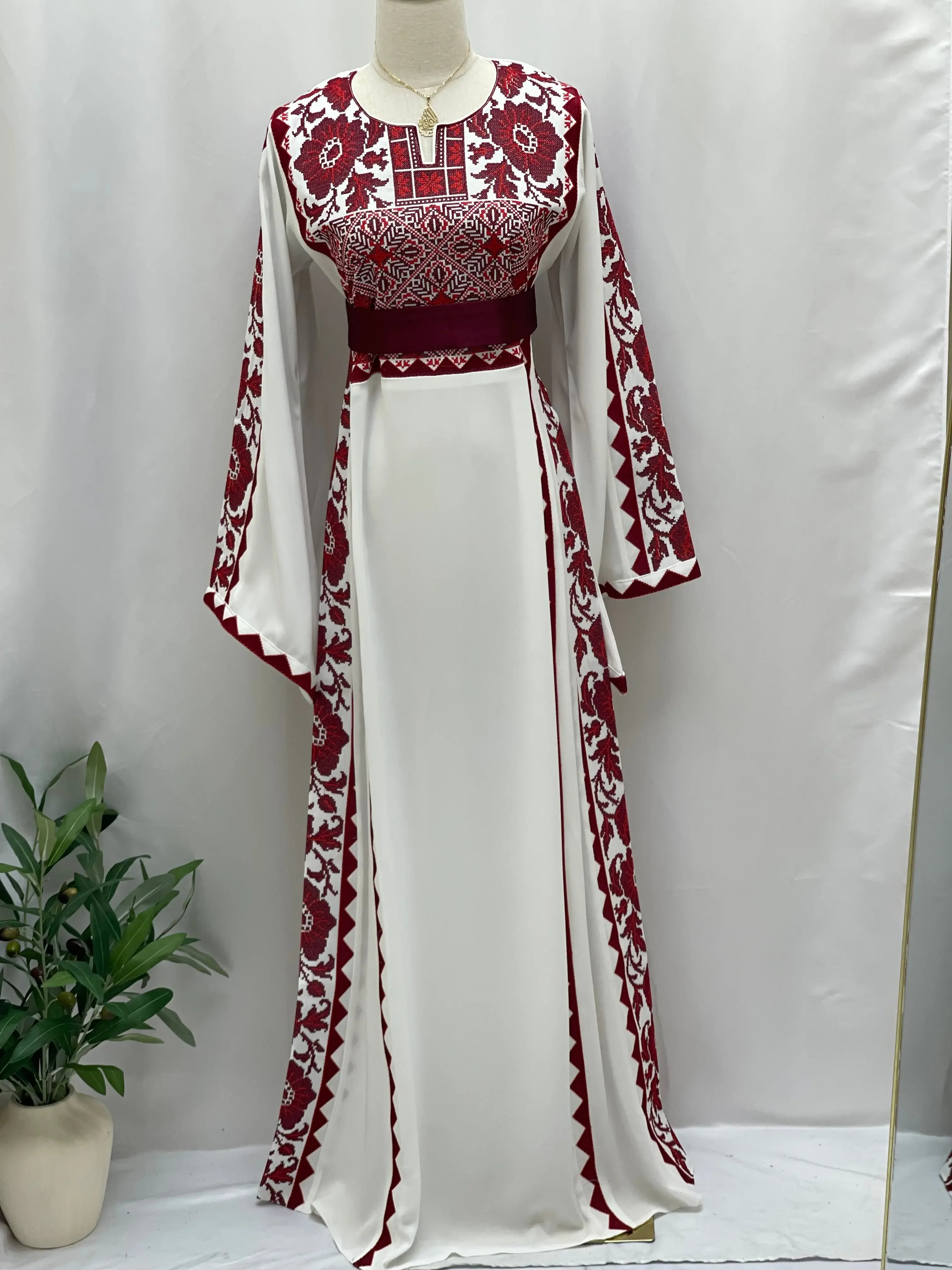 Embroidered Flowers Unique Thoub Palestinian Elegance