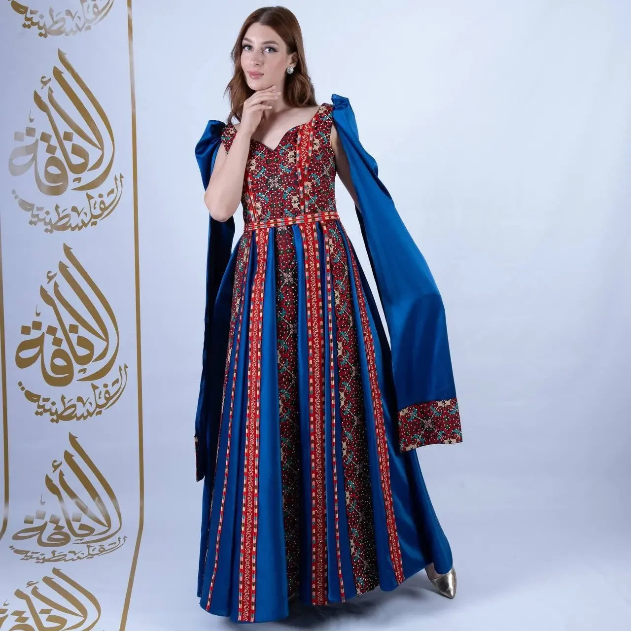 Intricate Tatreez Embroidery Ball Gown: Elegance and Cultural Heritage Palestinian Elegance