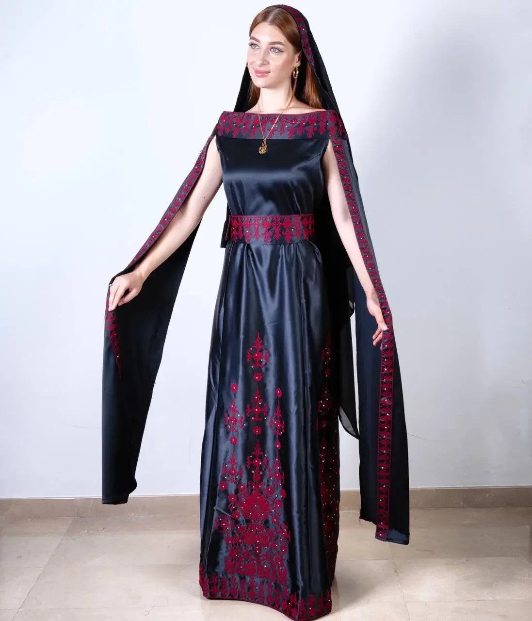 Modern Luxury: The Nada Embroidered Modern Thoub Palestinian Elegance