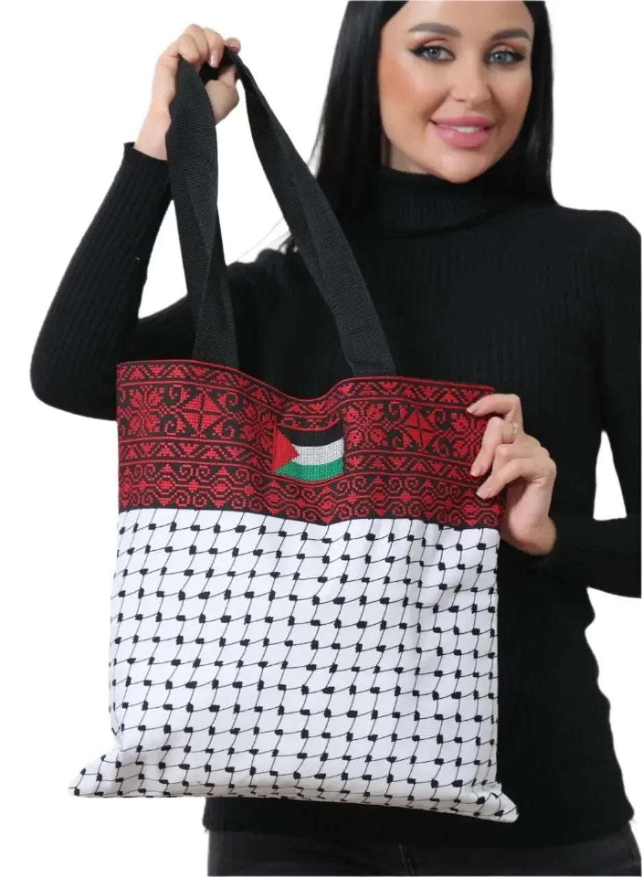 Embroidered Kuffiyeh Tote Bag – Stylish and Durable Cultural Accessory Palestinian Elegance