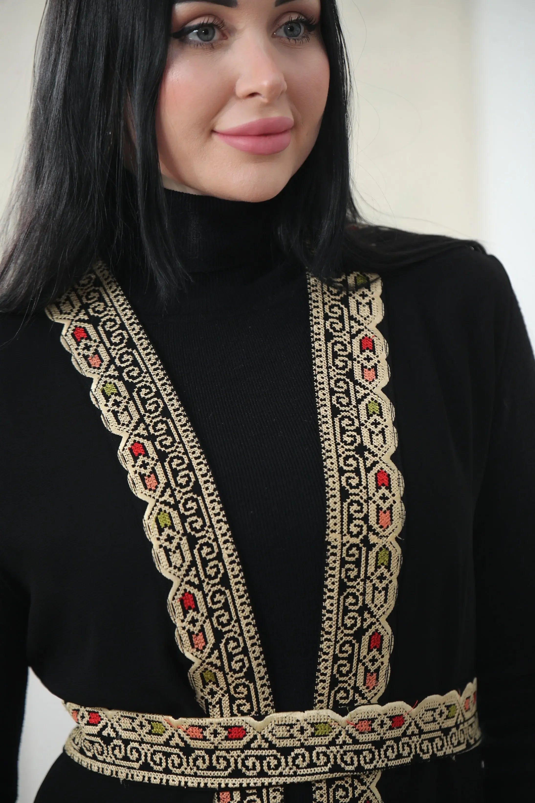 Embroidered Chiffon Vest Palestinian Elegance