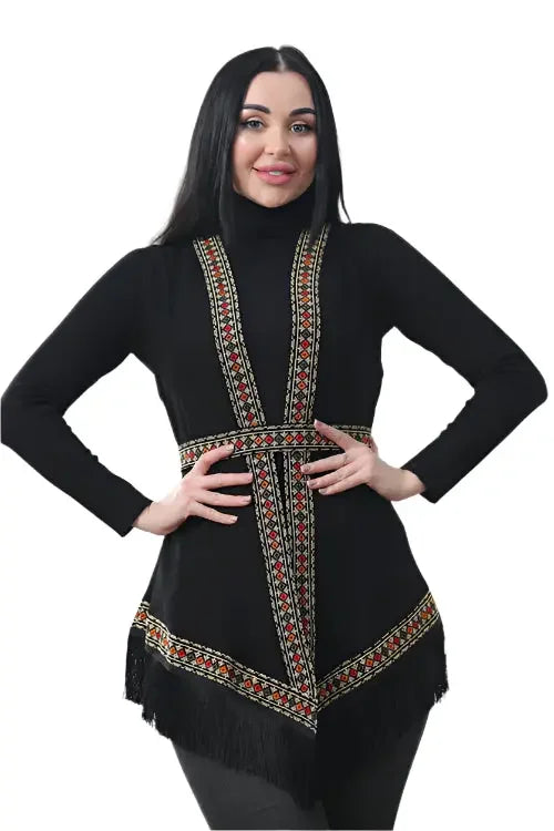 Ethereal Beauty: Embroidered Chiffon Vest for Every Occasion Palestinian Elegance