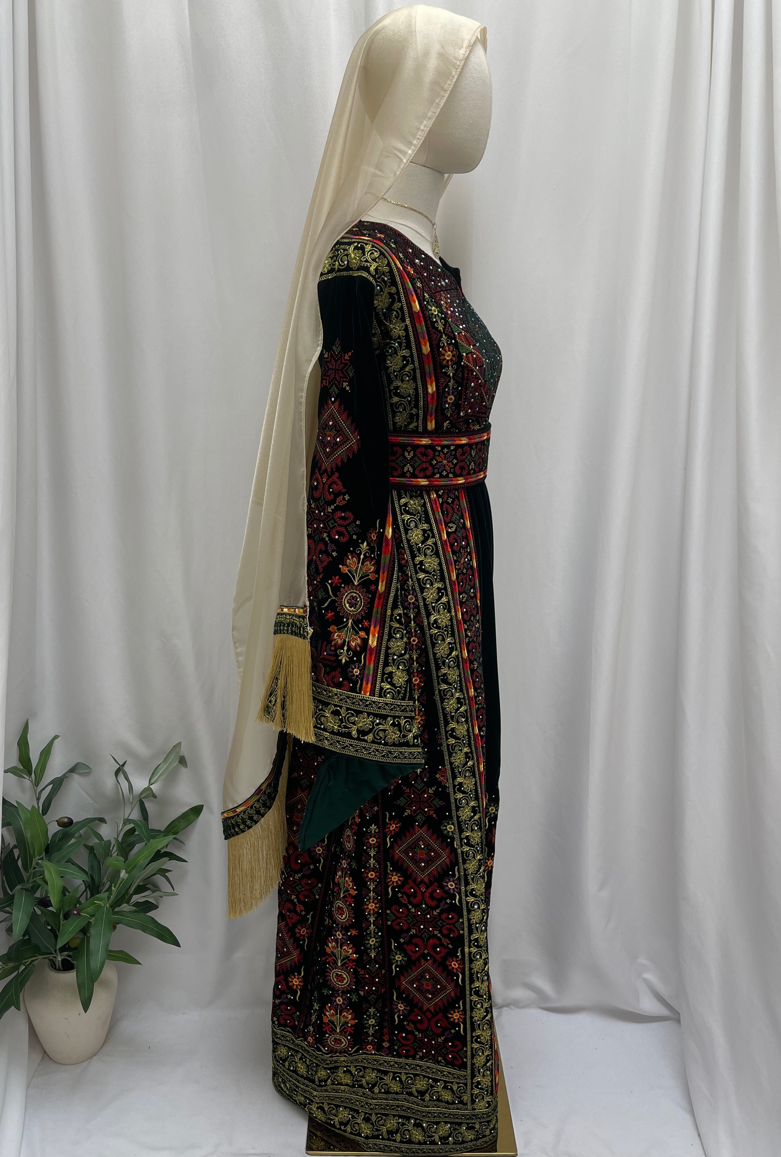 Al-Zaytoona EmbroideredVelvet Thobe - Palestinian Elegance