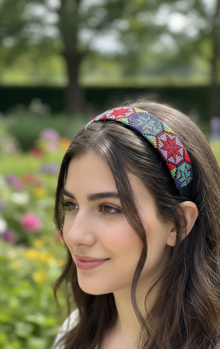 Palestinian Embroidered Headband-featuring classic geometric outfits special occasions.