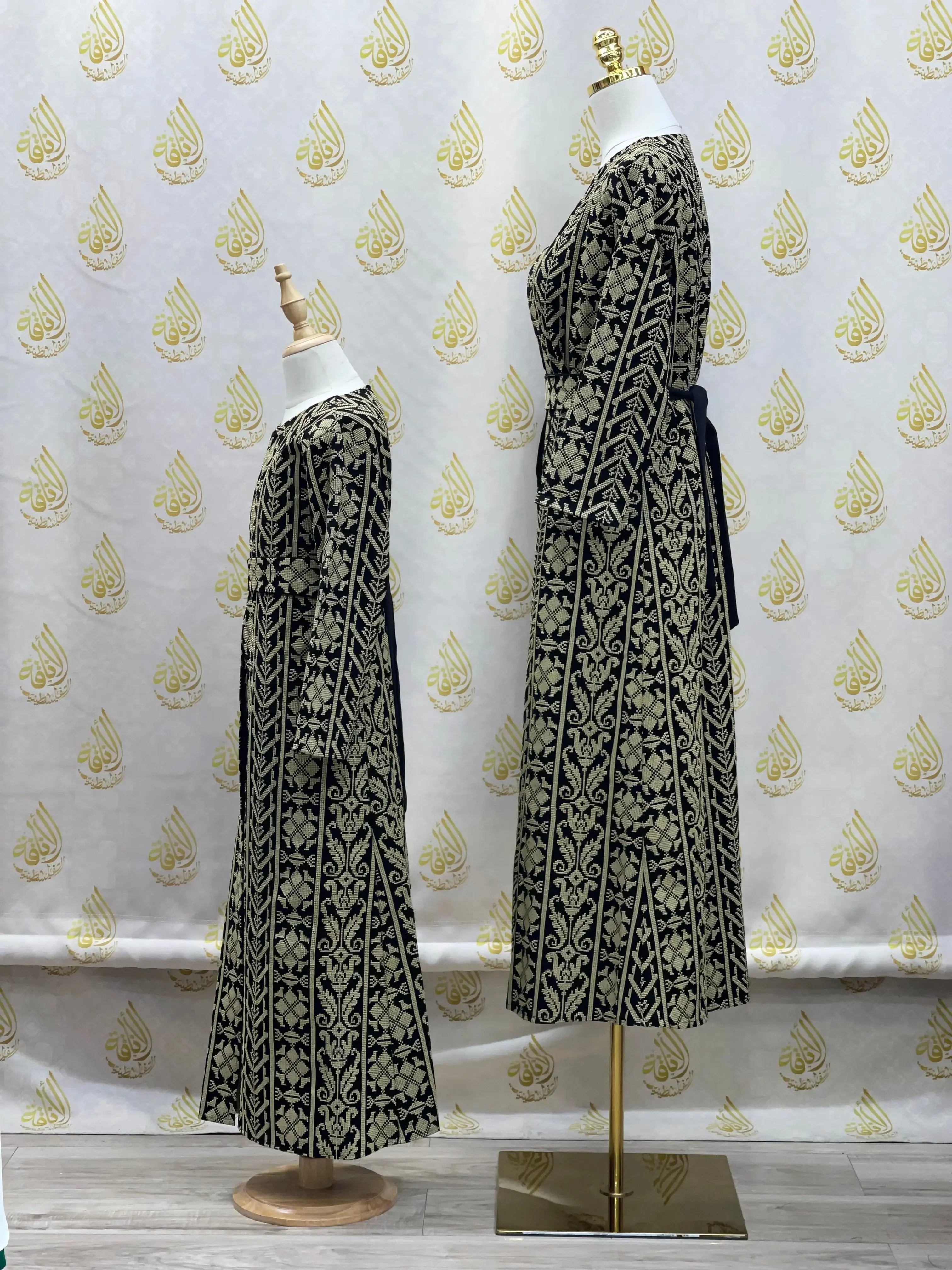 Palestinian Elegance embroidered cardigan for kids and adult featured side view with intricate traditional patterns