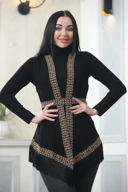 Ethereal Beauty: Embroidered Chiffon Vest for Every Occasion Palestinian Elegance