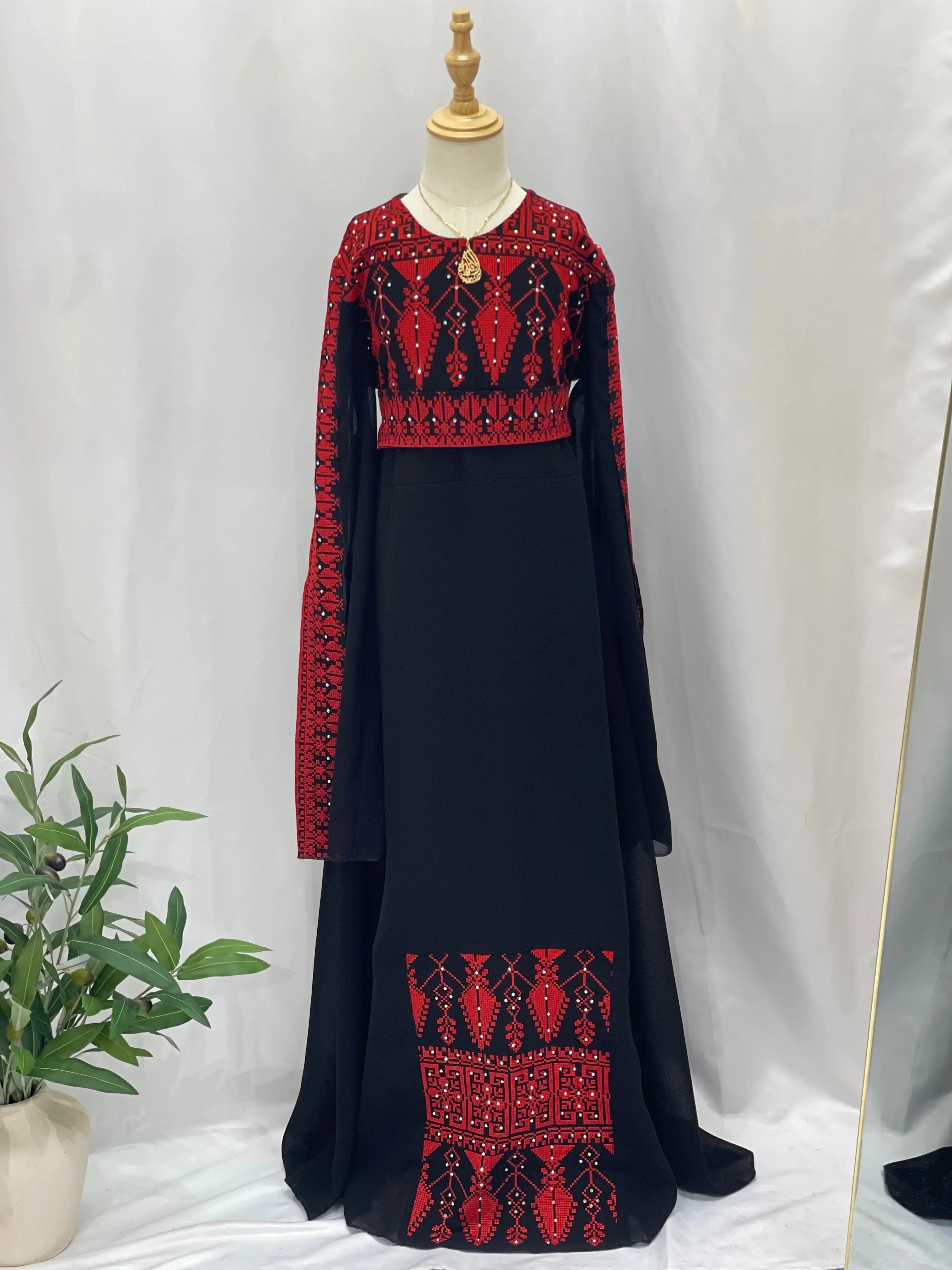 Embroidered Princess Jasmin Dress Palestinian Elegance