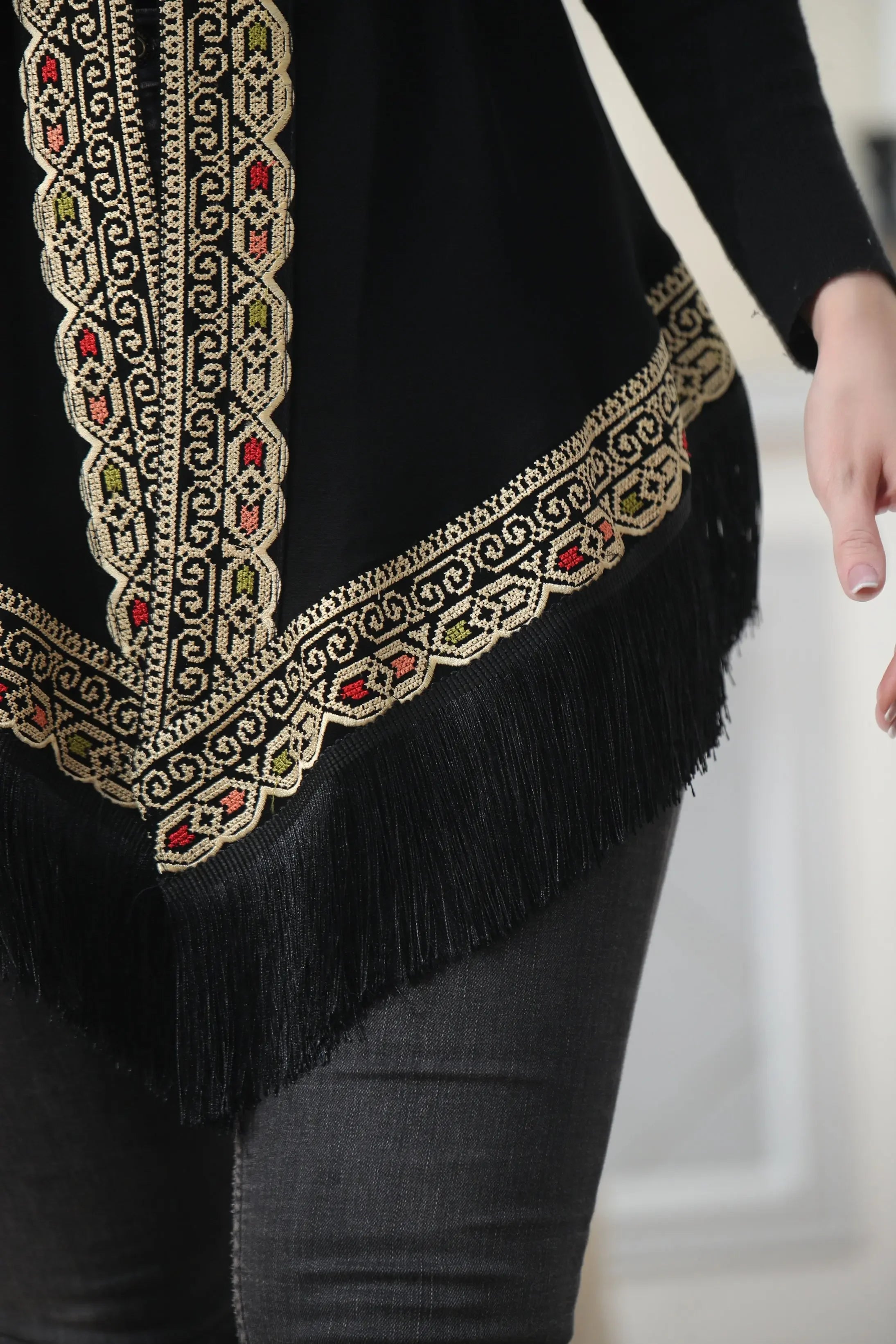 Embroidered Chiffon Vest Palestinian Elegance