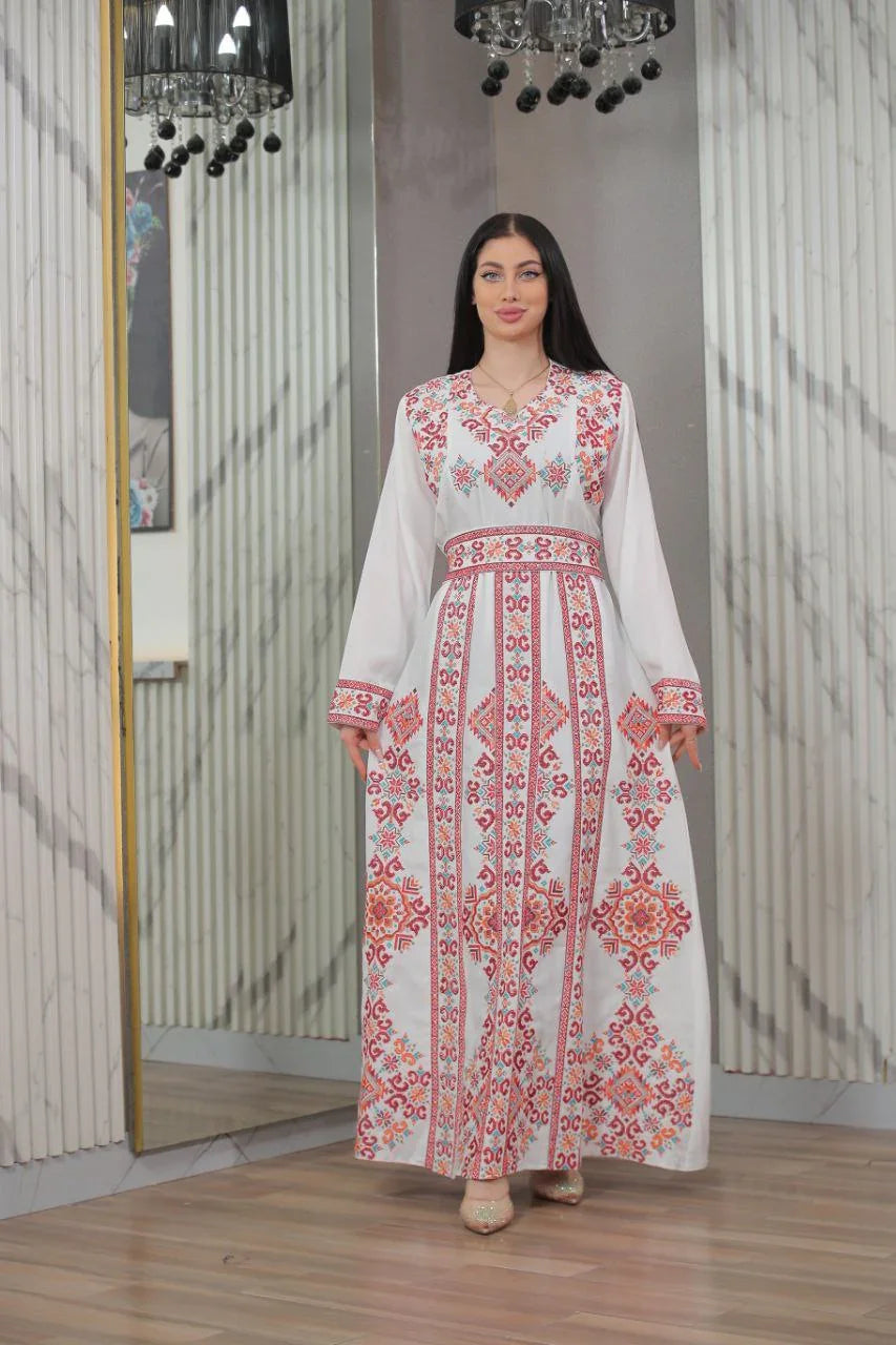 فستان فلسطيني مطرز – على الطراز التطرزي الكلاسيكي