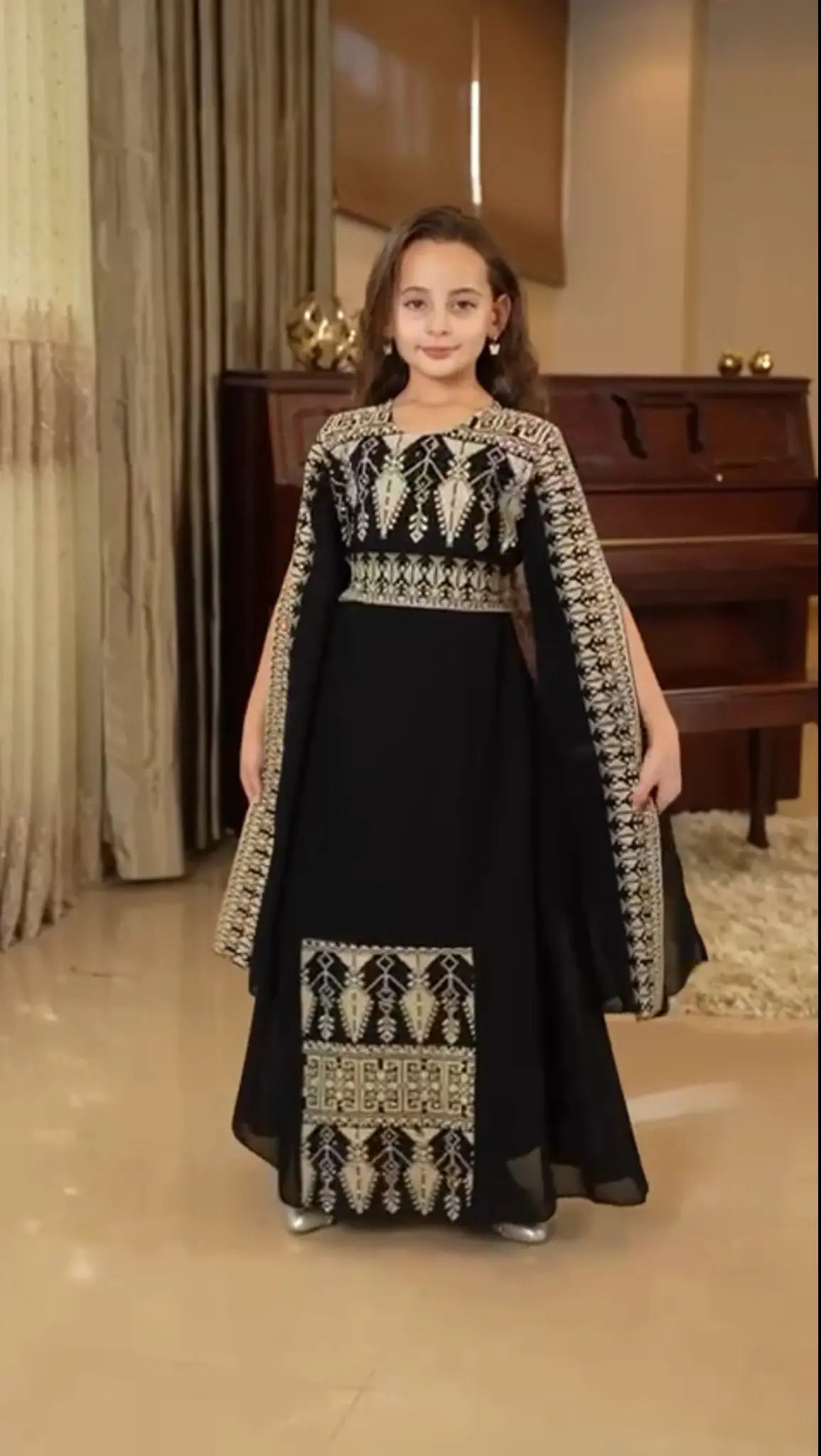 Embroidered Princess Jasmin Dress Palestinian Elegance