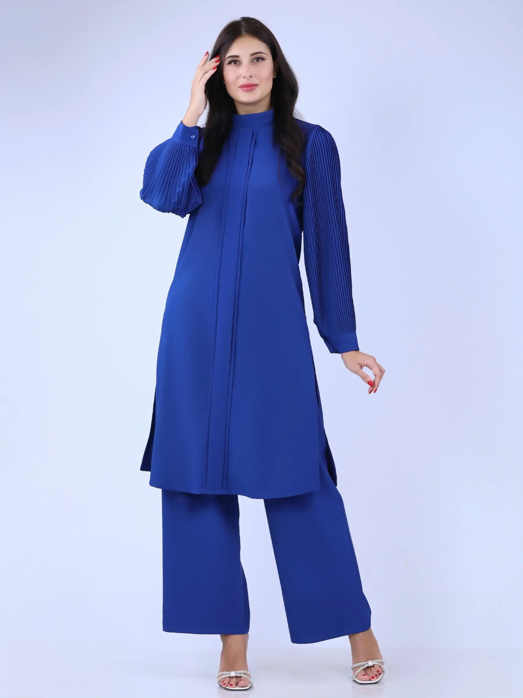 Unique Drop Shirt & Wide Leg Pant Set: Stylish Comfort and Sophistication Palestinian Elegance