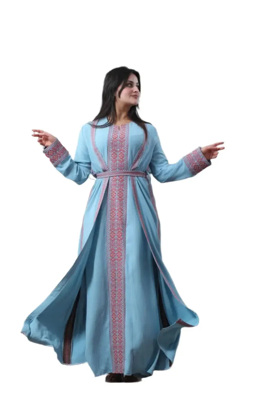 Simple Embroidery 2Pc Abaya: Elegance and Versatility in Modest Fashion Palestinian Elegance