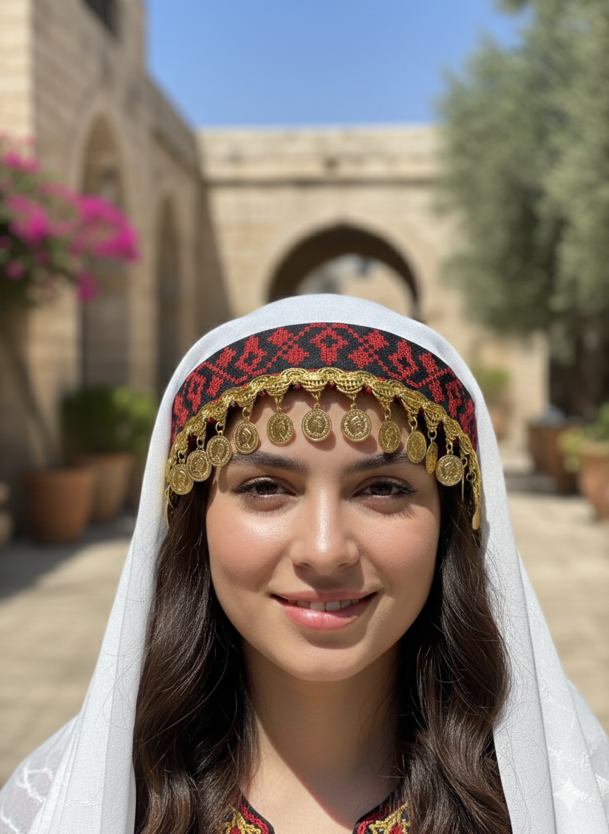 Golden Heritage Coin Headband - Palestinian Elegance