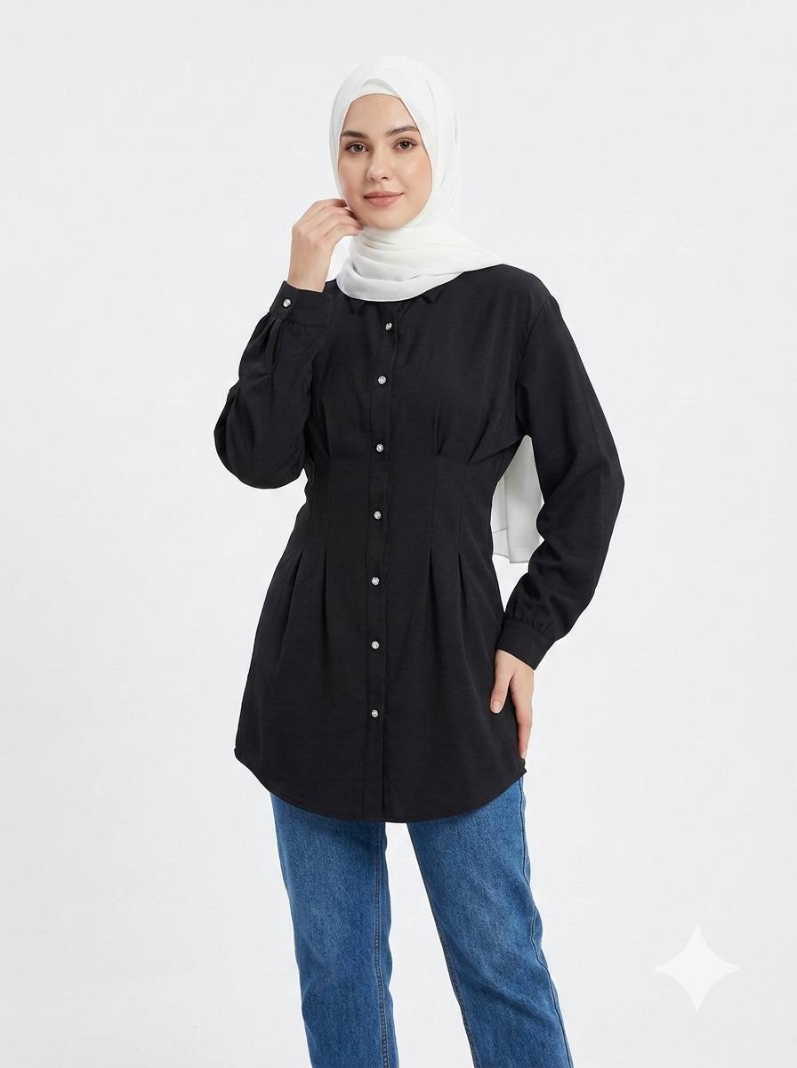 Opulence Pleated Shirt Dress