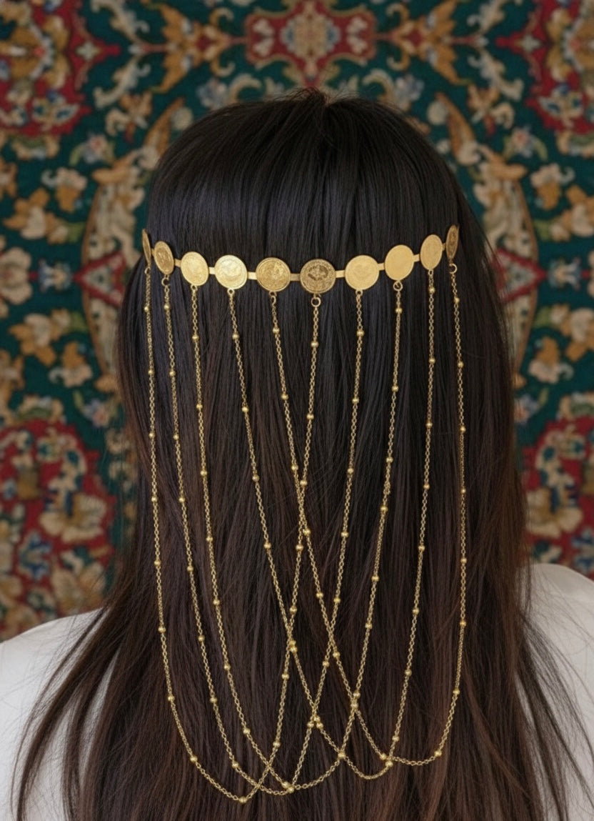 Desert Queen Coin Veil Headpiece