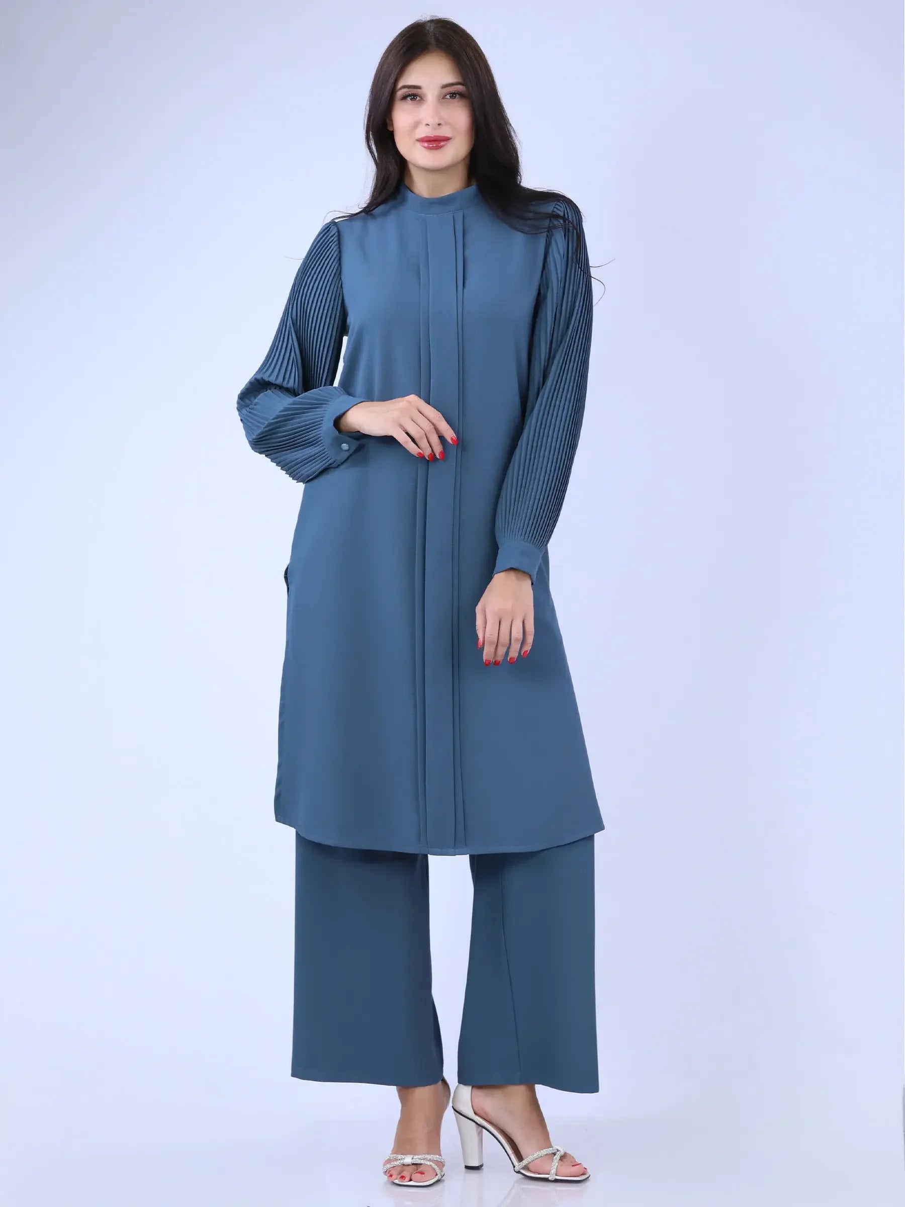 Unique Drop Shirt & Wide Leg Pant Set: Stylish Comfort and Sophistication Palestinian Elegance