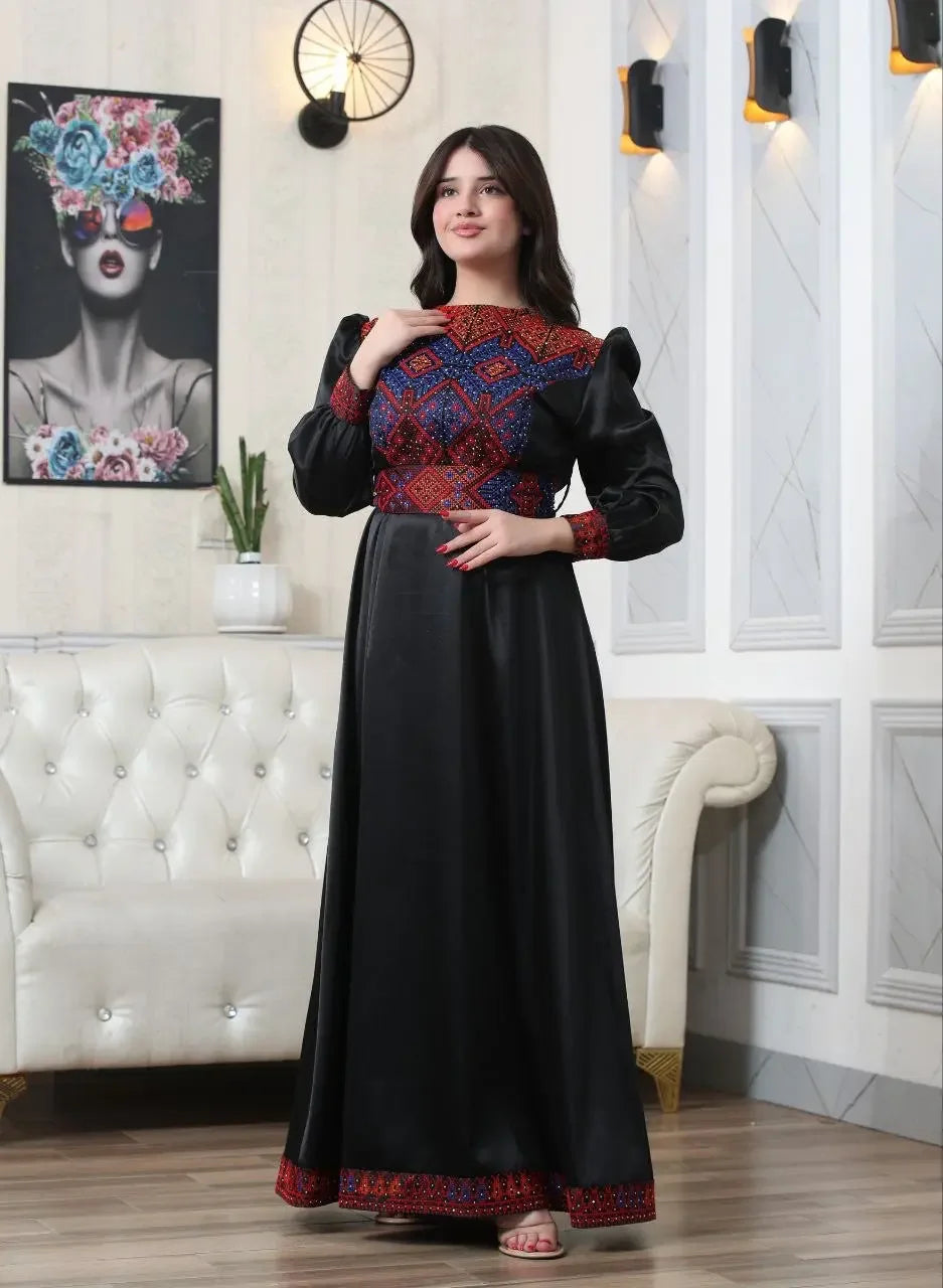 The Dalia Embroidered Dress Palestinian Elegance