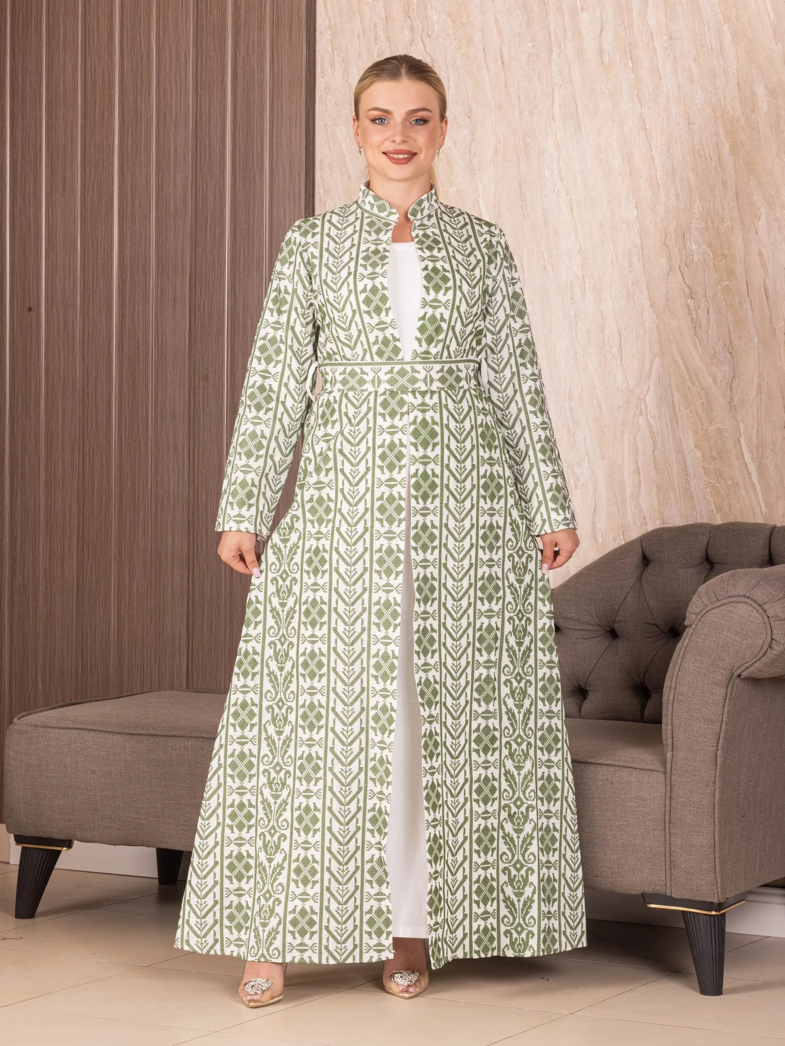 Embroidered Long Cardigan: Elegance and Sophistication Palestinian Elegance